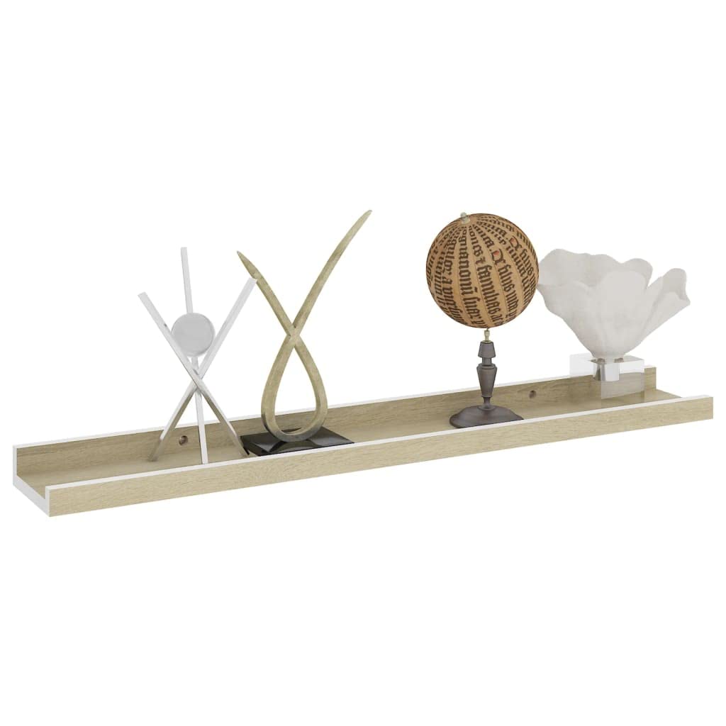 FAMIROSA Floating Wall Shelves Set of 2 - White & Sonoma Oak - 23.6