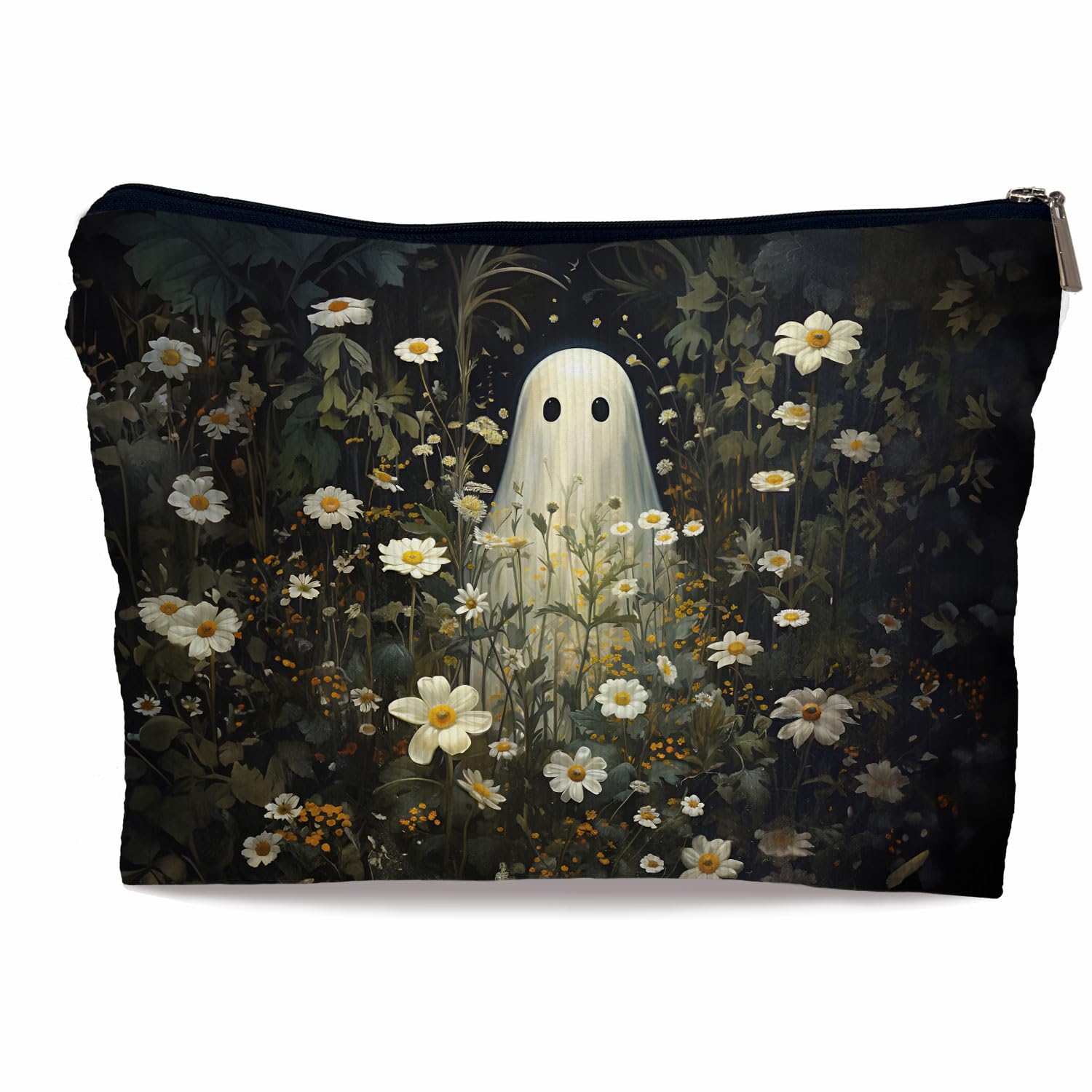 **Ayxvt Ghosts Floral Corduroy Makeup Bag for Women - Spooky Halloween Cosmetic Pouch, Travel Toiletry Organizer, Birthday Gift for Her, Friends & Teens (Corduroy) | Perfect for Halloween Parties, Travel & Daily Makeup Storage**