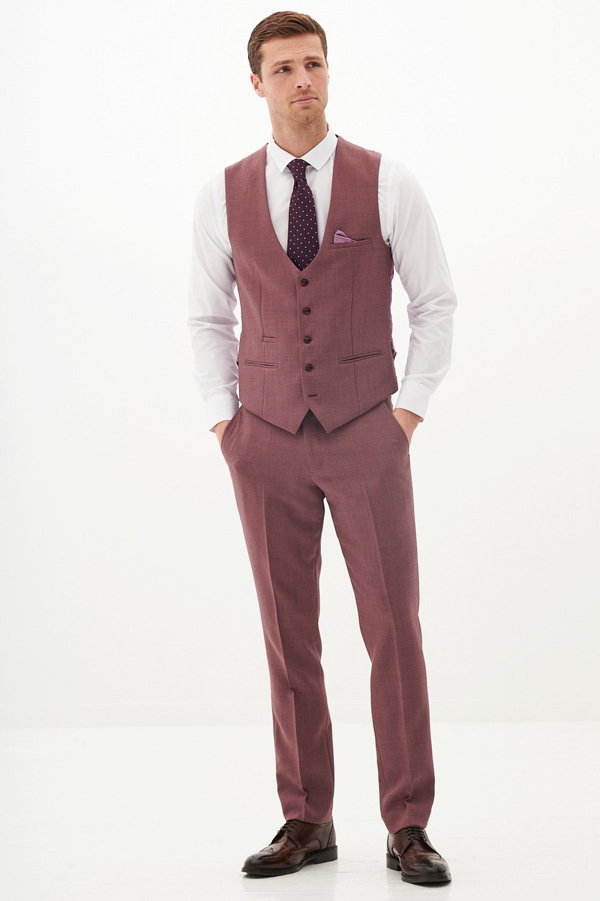 Elegant MONTY Mauve Single Breasted Waistcoat for Men - Formal Vest for Weddings, Business & Special Occasions
