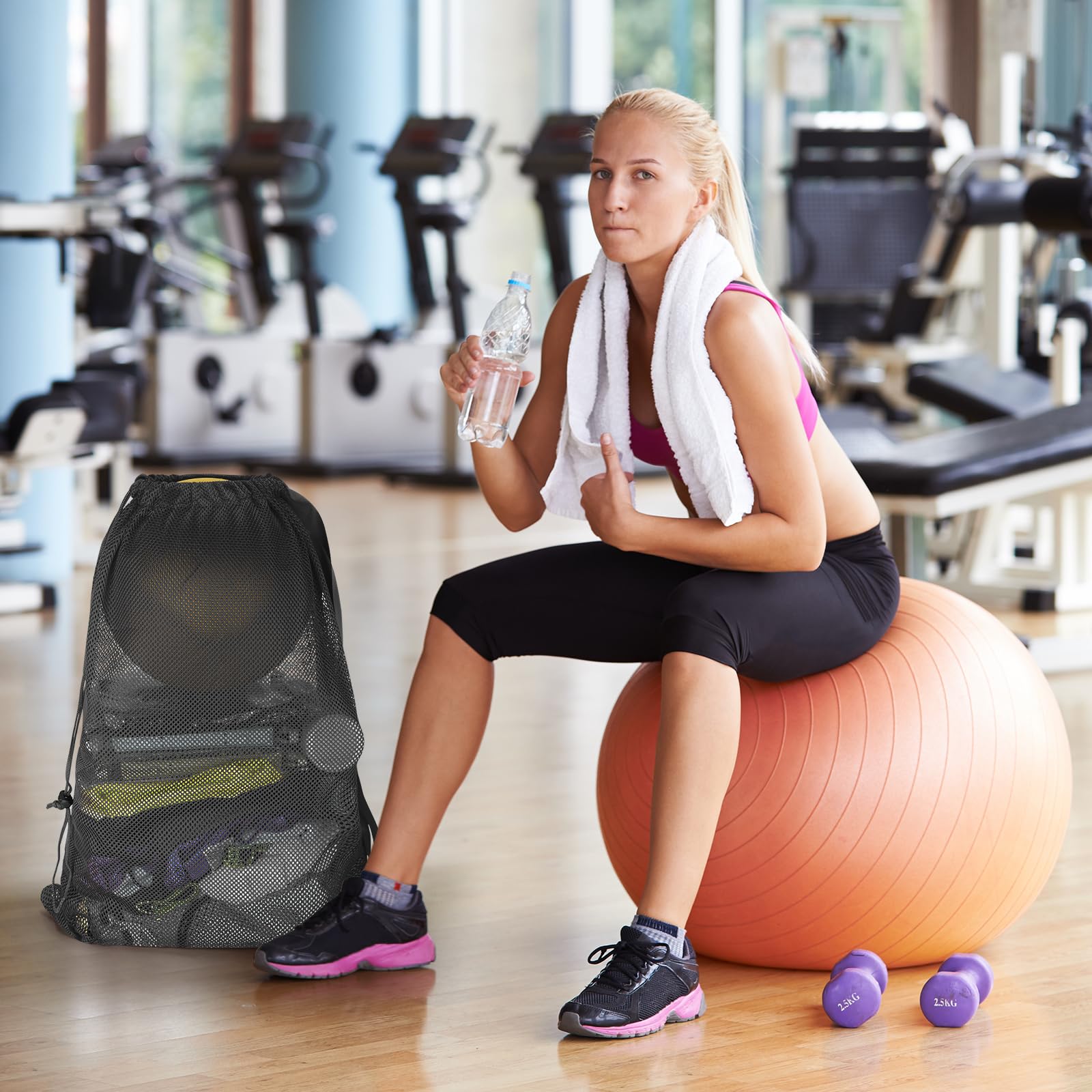 2 Pack Large Mesh Drawstring Backpacks - 18