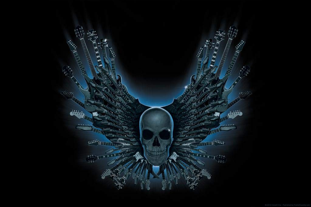 Vincent HIE Skull Strings Guitar Eagle Music Art Print Poster - Cool Funny Wall Decor 24x36 Inches - Perfect for Music Lovers, Man Cave, Bedroom & Office Decor