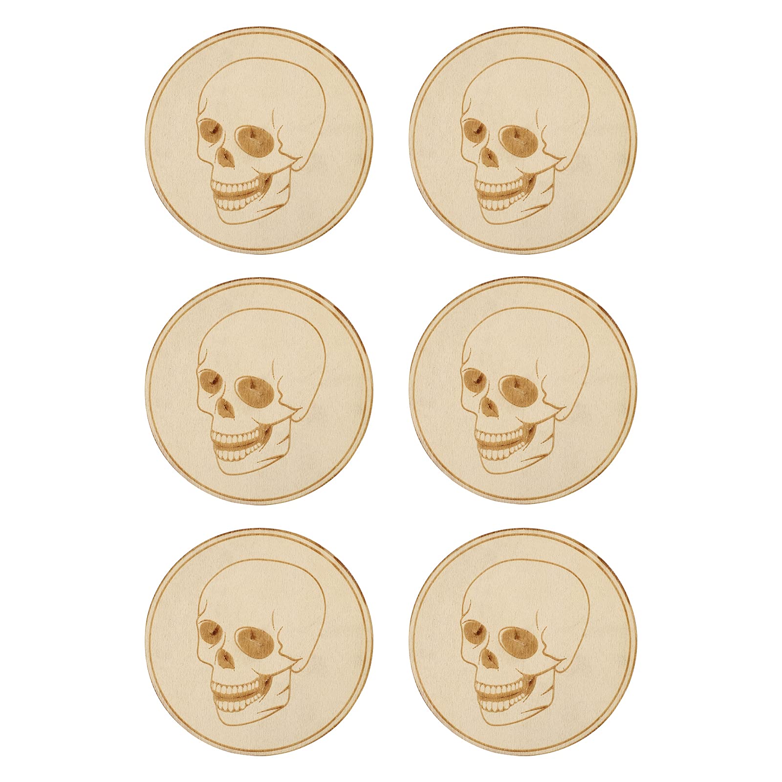 Cabilock 6-Piece Halloween Skull Coasters Set - Durable Heat-Resistant Drink Pads for Halloween Party Decor, Home Bar & Coffee Table Protection