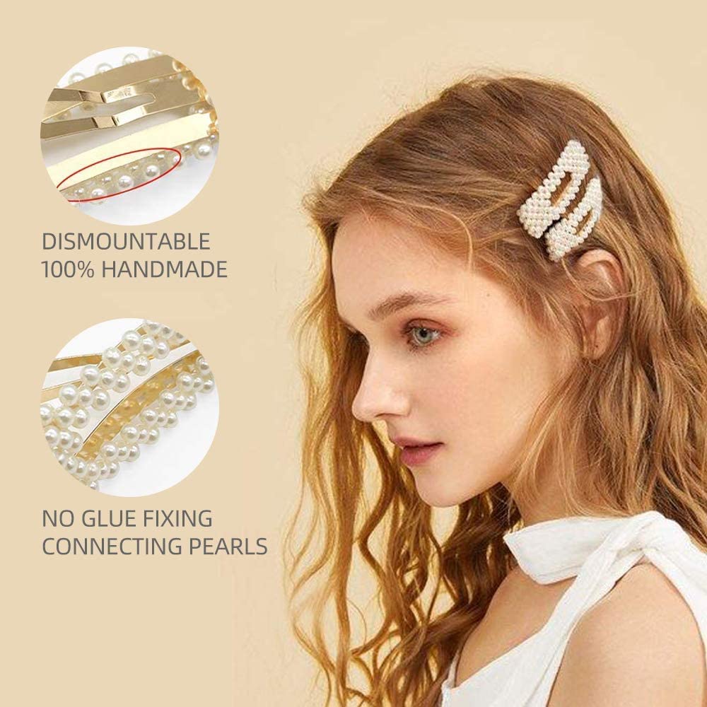 Korean Style DIVERSA Artificial Pearl Hair Clips - Set of 12 White Pearl Hair Pins & Barrettes for Women & Girls | Fashion Hair Accessories for Weddings, Parties & Daily Use