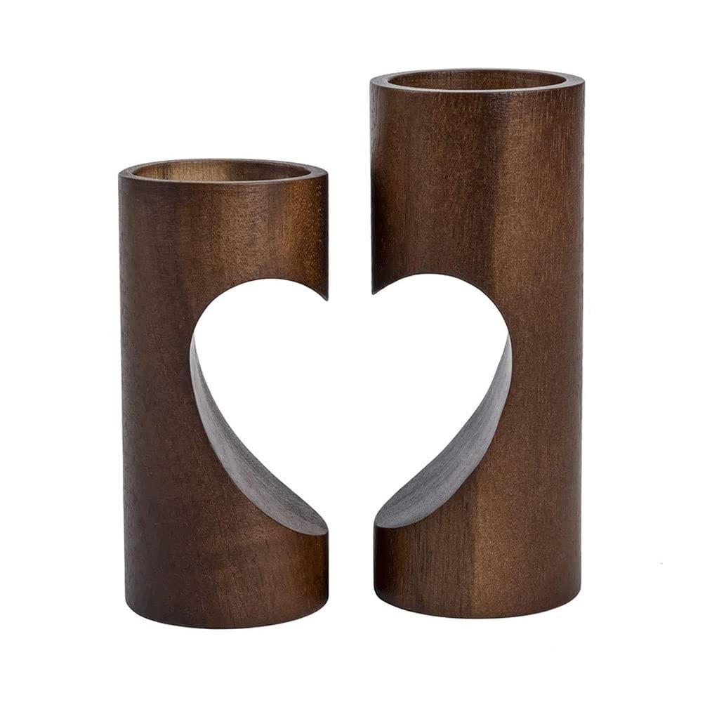 Vintage Wooden Heart Candle Holder - UNNS Candelabra Candle Stand for Dining Table, Living Room, Kitchen Decor | Romantic Dinner, Wedding, Holiday Centerpiece (Color: A)