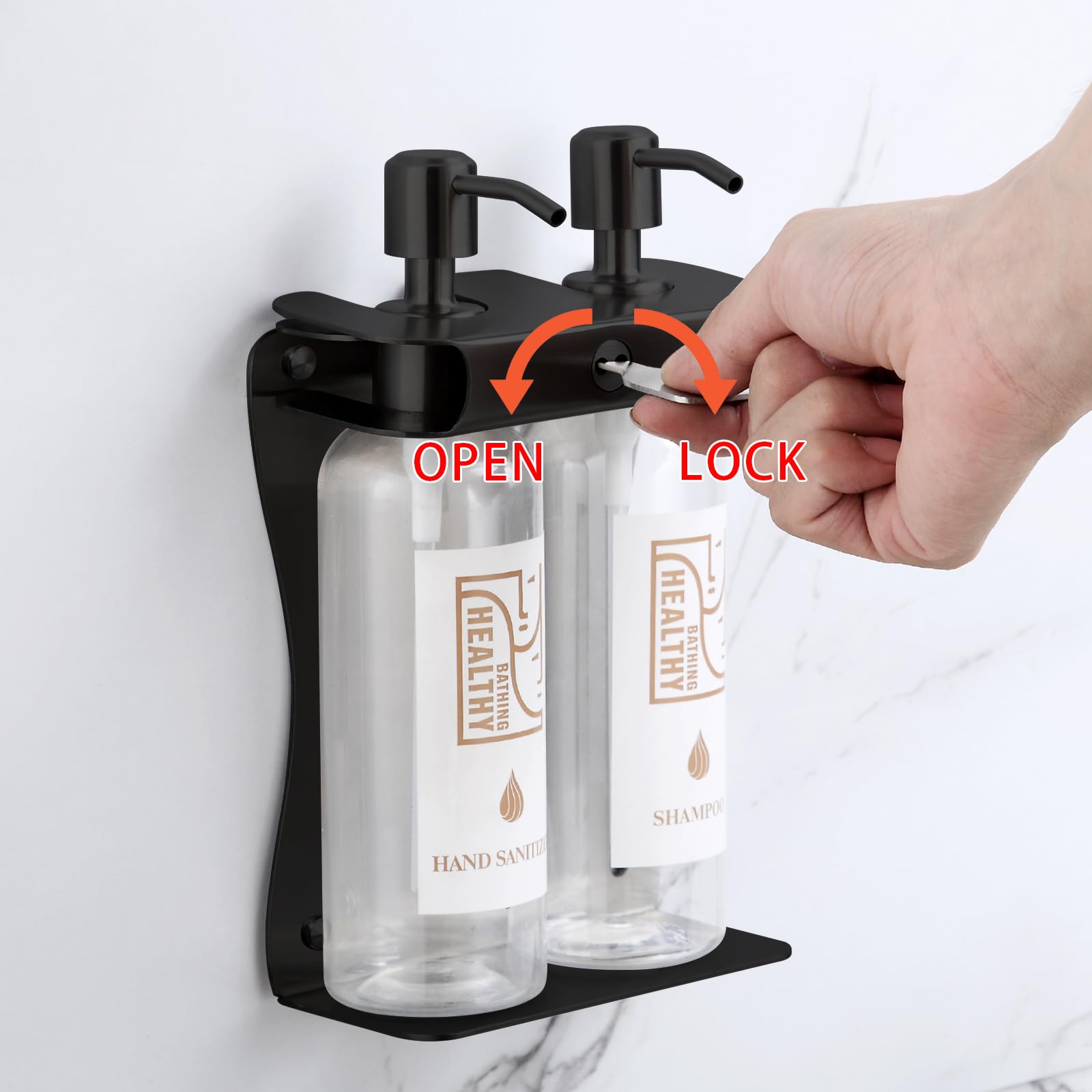 Refillable Wall-Mounted 3-in-1 Shampoo, Conditioner & Shower Gel Dispenser with Pump - Space Saving Bathroom Organizer for Showers, Gyms, and Spas (KCHS-2)