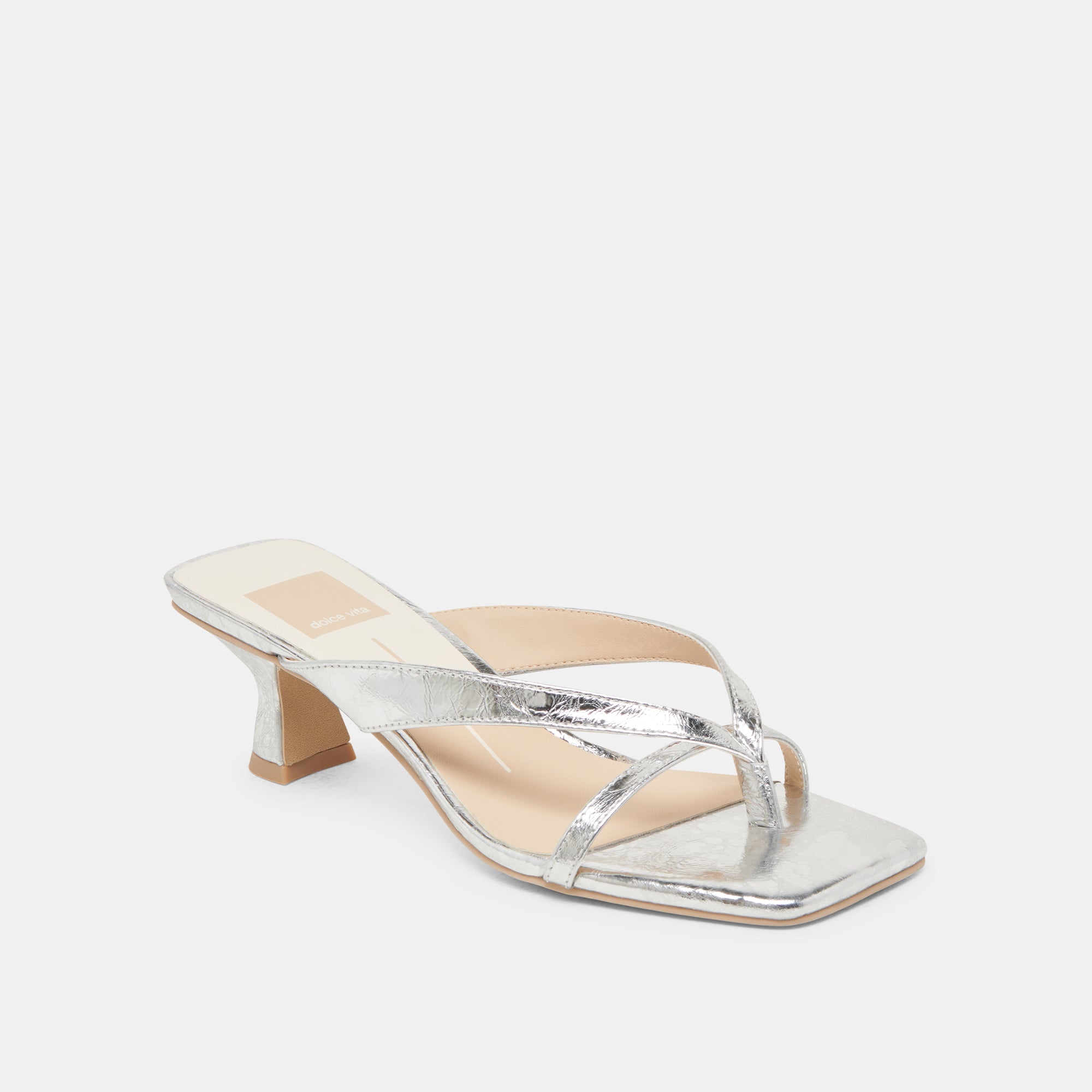 BREVEL Women's Silver Distressed Leather Heels - Stylish High Heels for Parties, Weddings & Evening Events