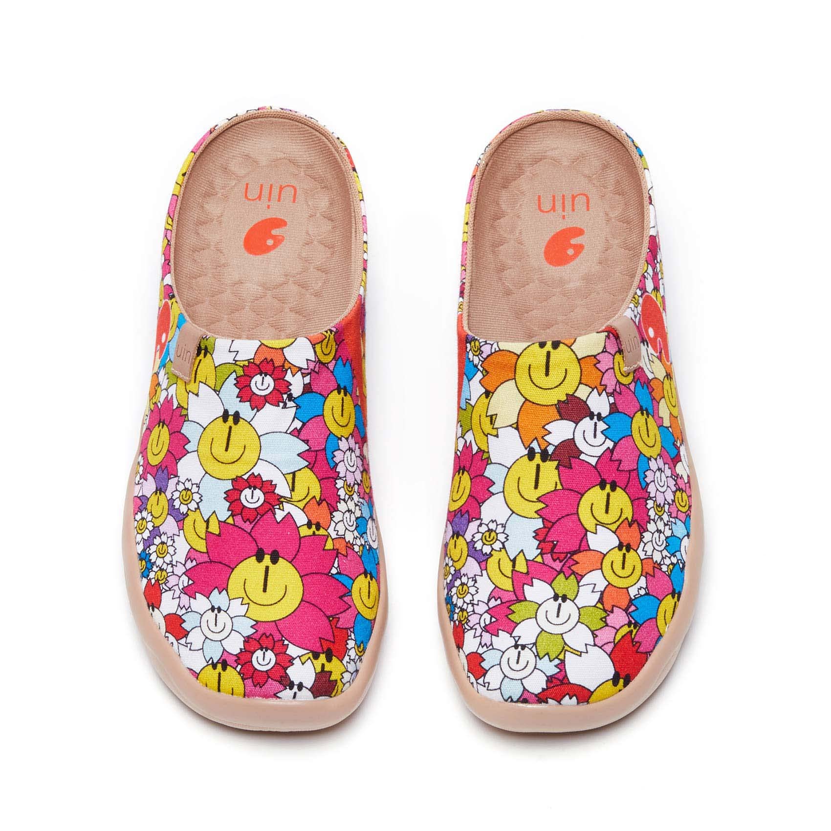 UIN Women's Slip On Mules - Comfortable Lightweight Clogs with Wide Toe & Artistic Paint Design - Malaga Series Casual Shoes for Travel, Walking & Everyday Wear