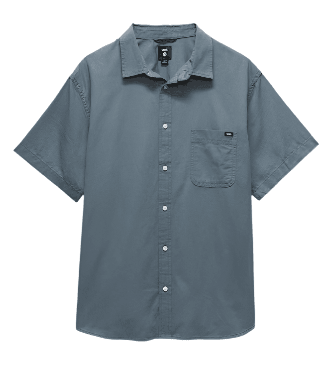 VANS Lawson Solid Woven Button Up Shirt for Men - Stormy Weather Casual Plaid Flannel Shirt | Perfect for Outdoor Adventures, Camping & Fall Layering