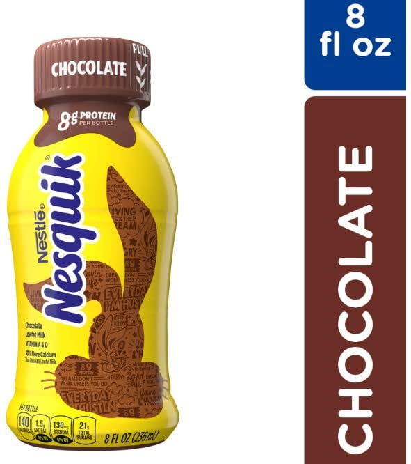 High Protein Chocolate Milk Drink Bundle - Nesquik Lowfat Ready-to-Drink (8 Fl oz, 6 Pack) | Premium Gift Packaging in BETRULIGHT Branded Box | Perfect for Post-Workout Recovery, School Lunches & Healthy Snacking