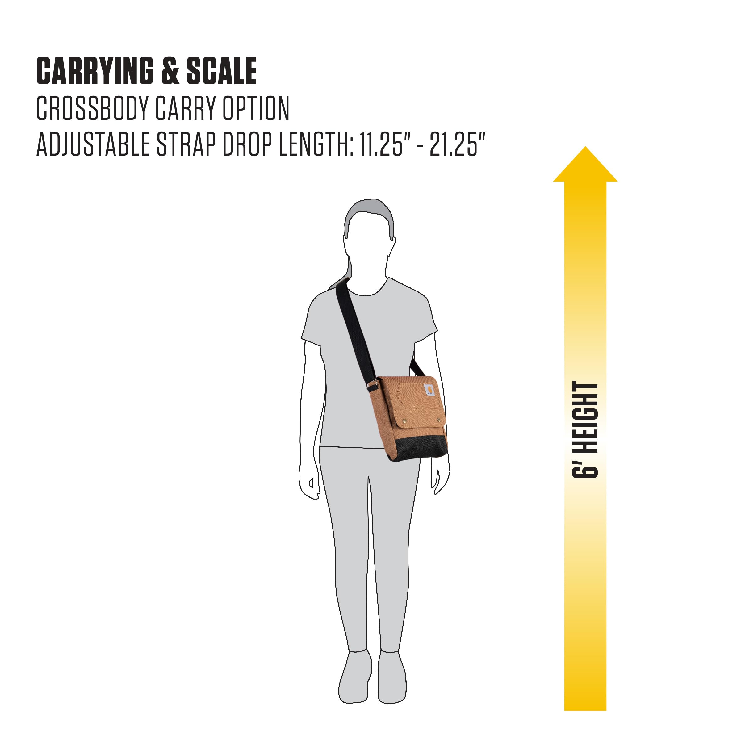 Carhartt Durable Adjustable Crossbody Bag with Flap Over Snap Closure - Perfect for Work, Travel & Outdoor Adventures