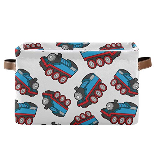 Rectangular Storage Bin with Cute Train Cars Design & Handles - Organizer Basket for Toys, Books, Kids' Laundry & Pet Supplies - Perfect for Playroom, Nursery & Home Organization