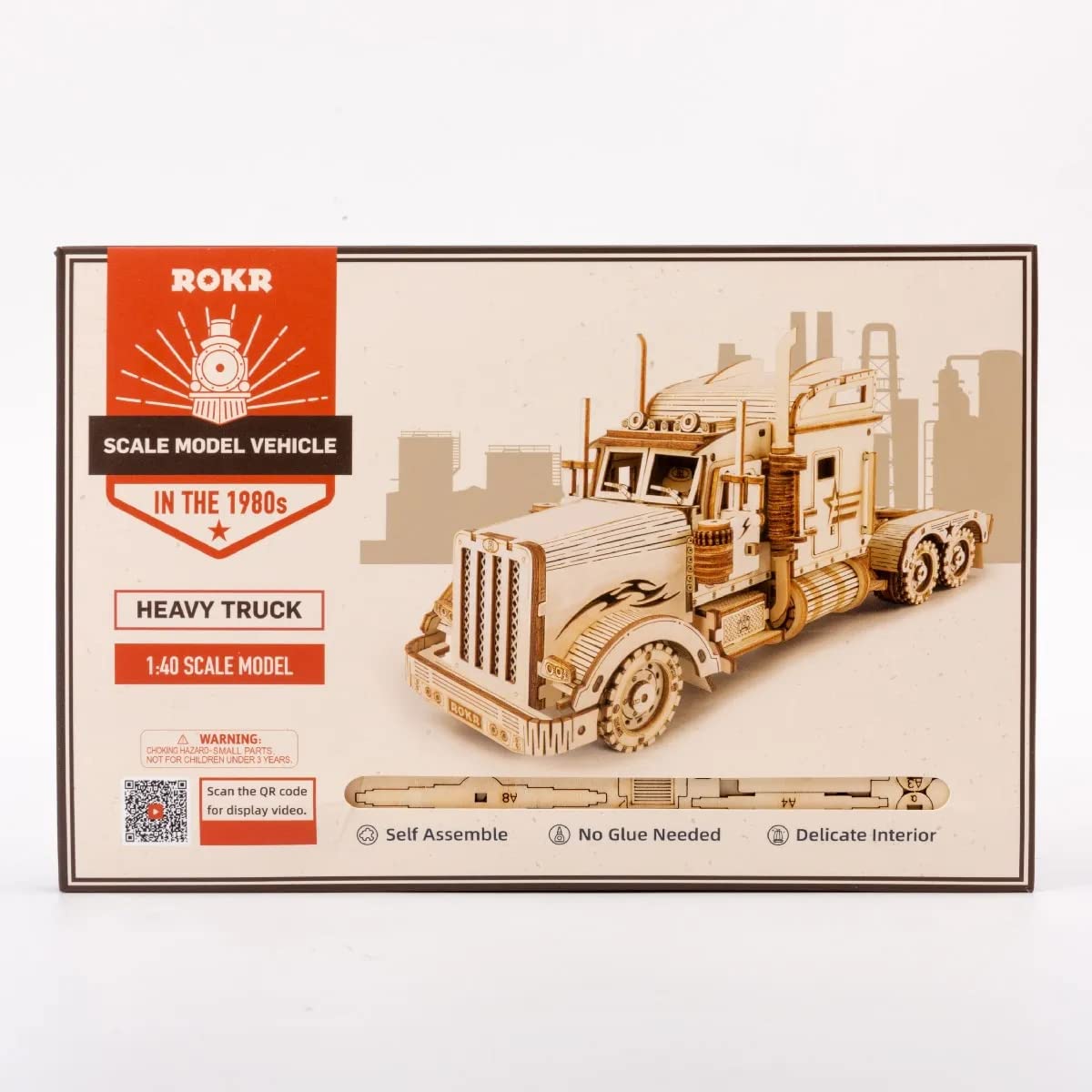 ROKR 3D Wooden Puzzle Model Car Kits for Adults - DIY Heavy Truck Assembly Kit (8.9x2.9x4 inches) | Educational Brain Teaser, Home Desk Decor, Perfect Gift for Teens & Kids | Great for STEM Learning, Stress Relief, and Family Bonding Activities