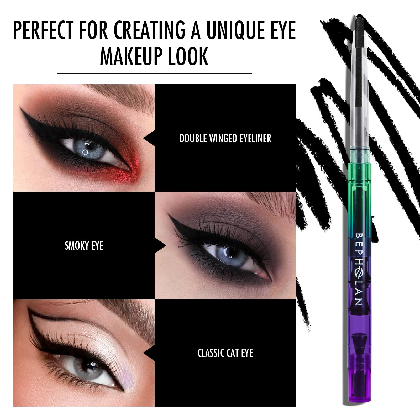 BEPHOLAN Black Eyeliner Pencil - Waterproof Gel Eyeliner for Waterline, Smudge Proof & Long Lasting - Perfect for Women's Everyday Makeup, Party & Special Occasions