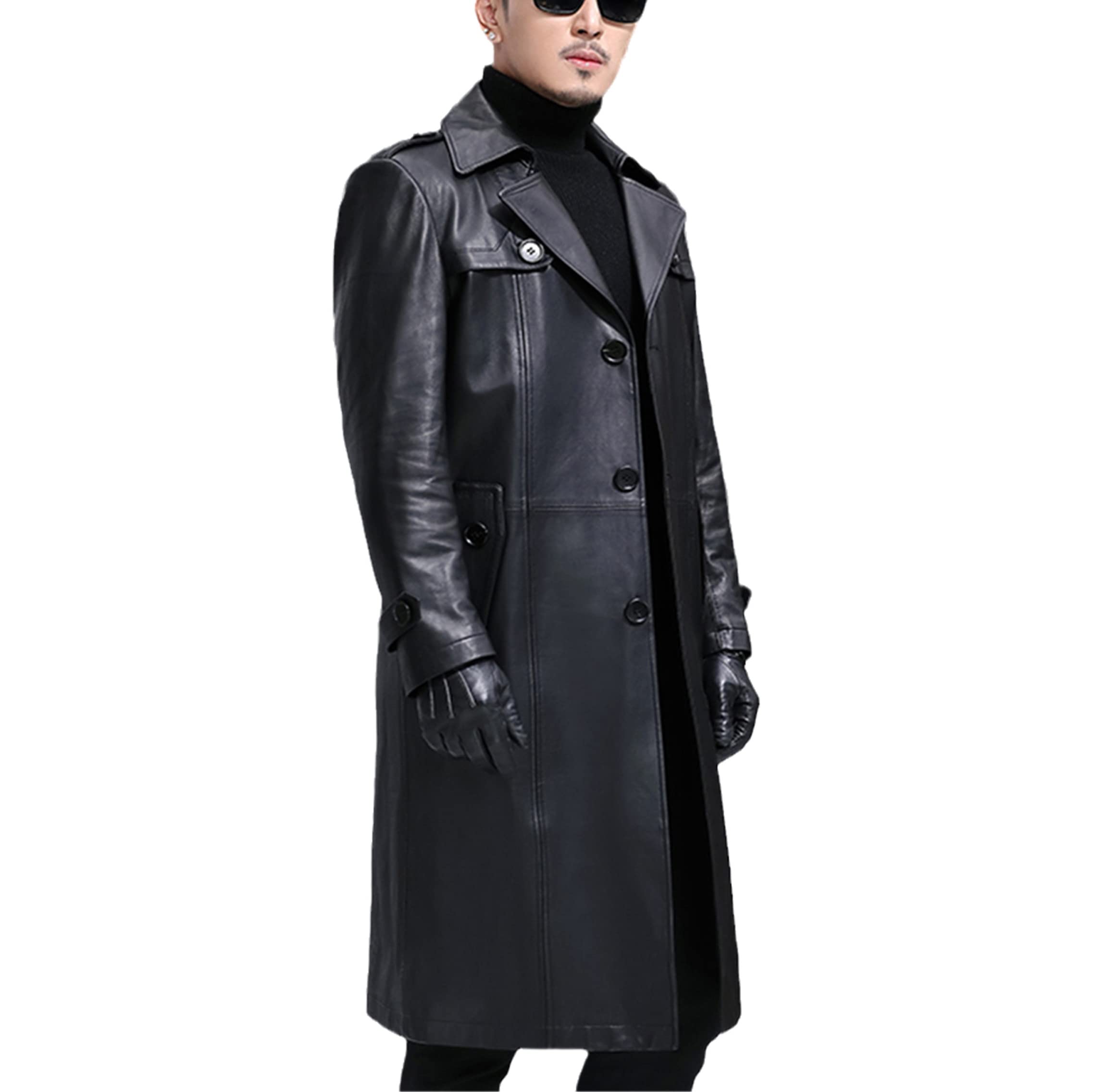 Men's Waterproof Faux Leather Blazer Jacket with Lapel & Belt - Long Sleeve Coat for Autumn & Spring | Office Wear, Casual Outfits, Date Night & Outdoor Activities