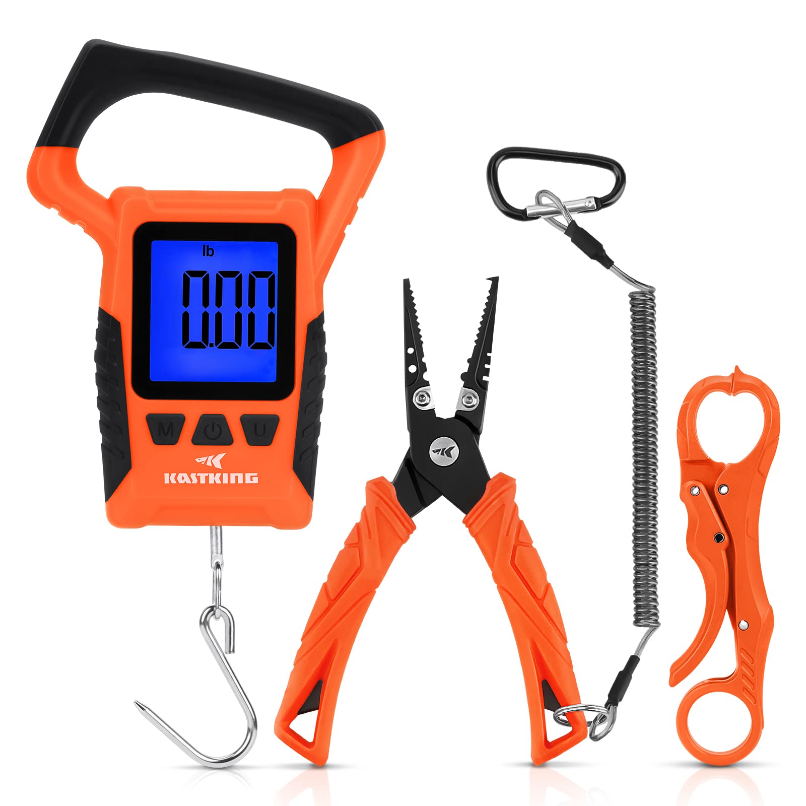 **KastKing Saltwater Resistant Fishing Pliers & Fish Lip Gripper Combo with Rubber Handle, Lanyard, Line Cutter, Hook Remover & Sheath – Durable Fishing Gear for Saltwater, Freshwater & Ice Fishing – Perfect Gift for Anglers & Fishing Enthusiasts**