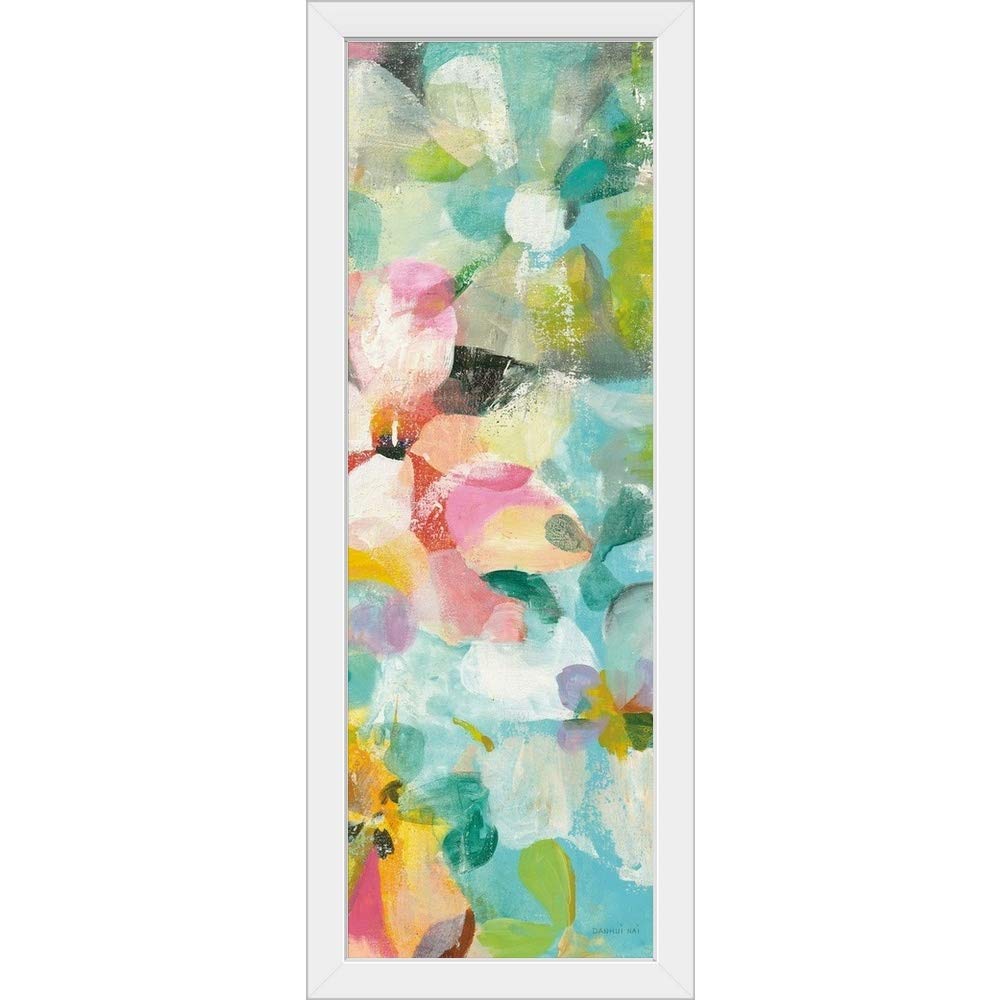 Happy Garden III White Framed Wall Art Print - Floral Botanical Decor for Living Room, Bedroom & Office - Ready to Hang Home Decor (16x20 Inches)