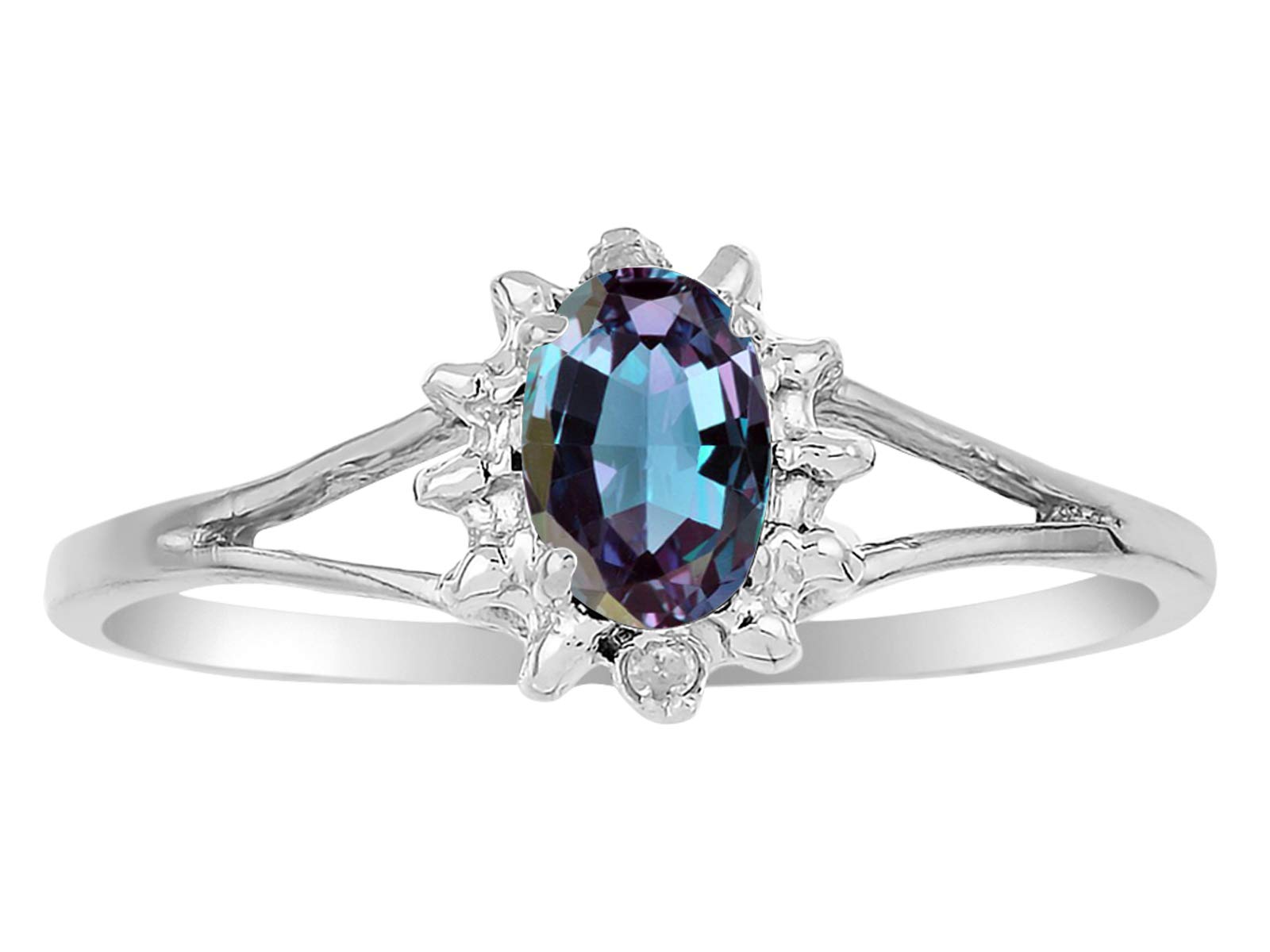 RYLOS Sterling Silver Halo Diamond Birthstone Ring for Women - 6X4MM Oval Gemstone Jewelry, Size 5-10 | Elegant Gift for Anniversary, Valentine's Day & Special Occasions
