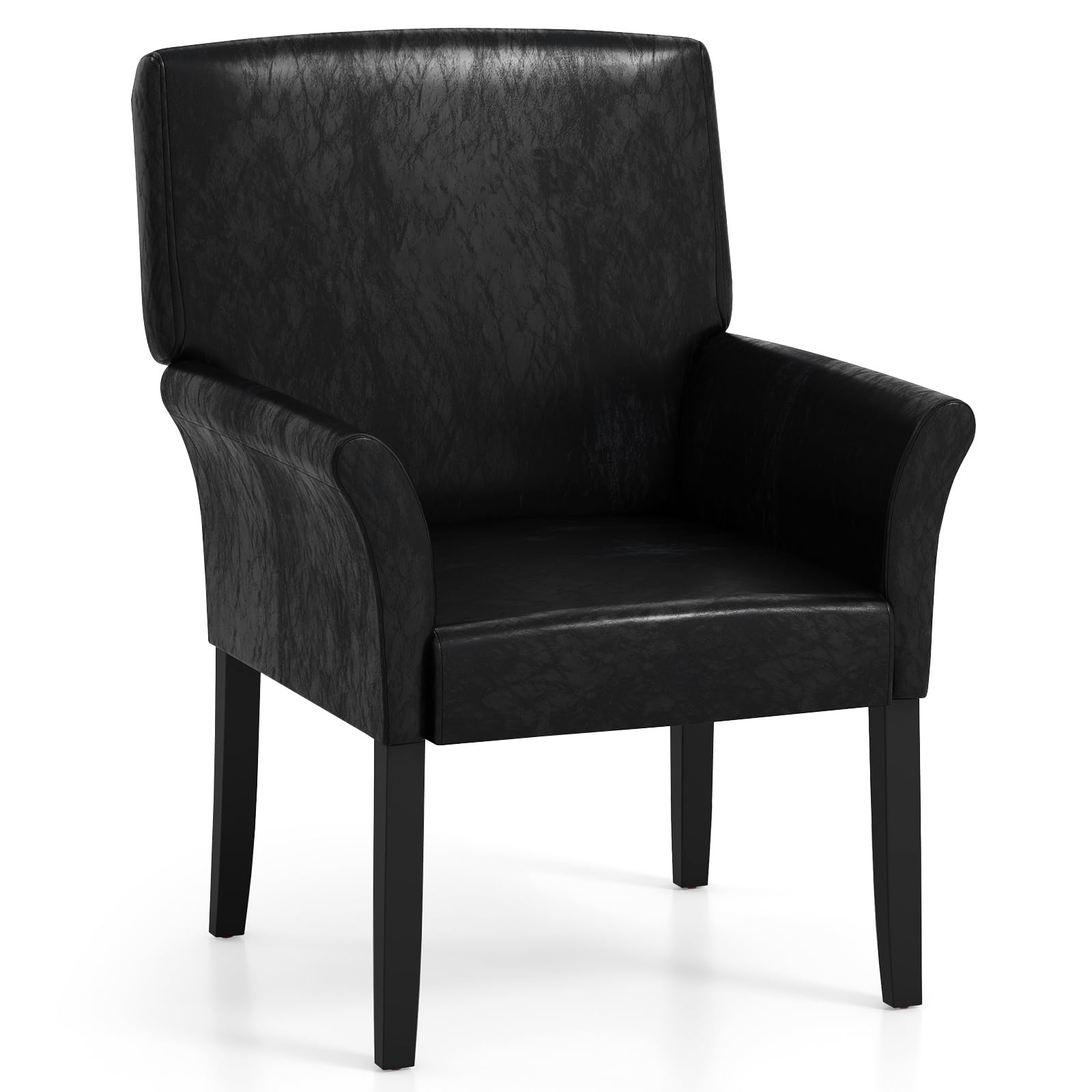 Giantex Faux Leather Office Guest Chair with Arms & Rubber Wood Legs - Comfortable Reception & Executive Accent Armchair for Waiting Room, Meeting Room, Living Room - Perfect for Home Office, Conference Spaces & Lounge Areas