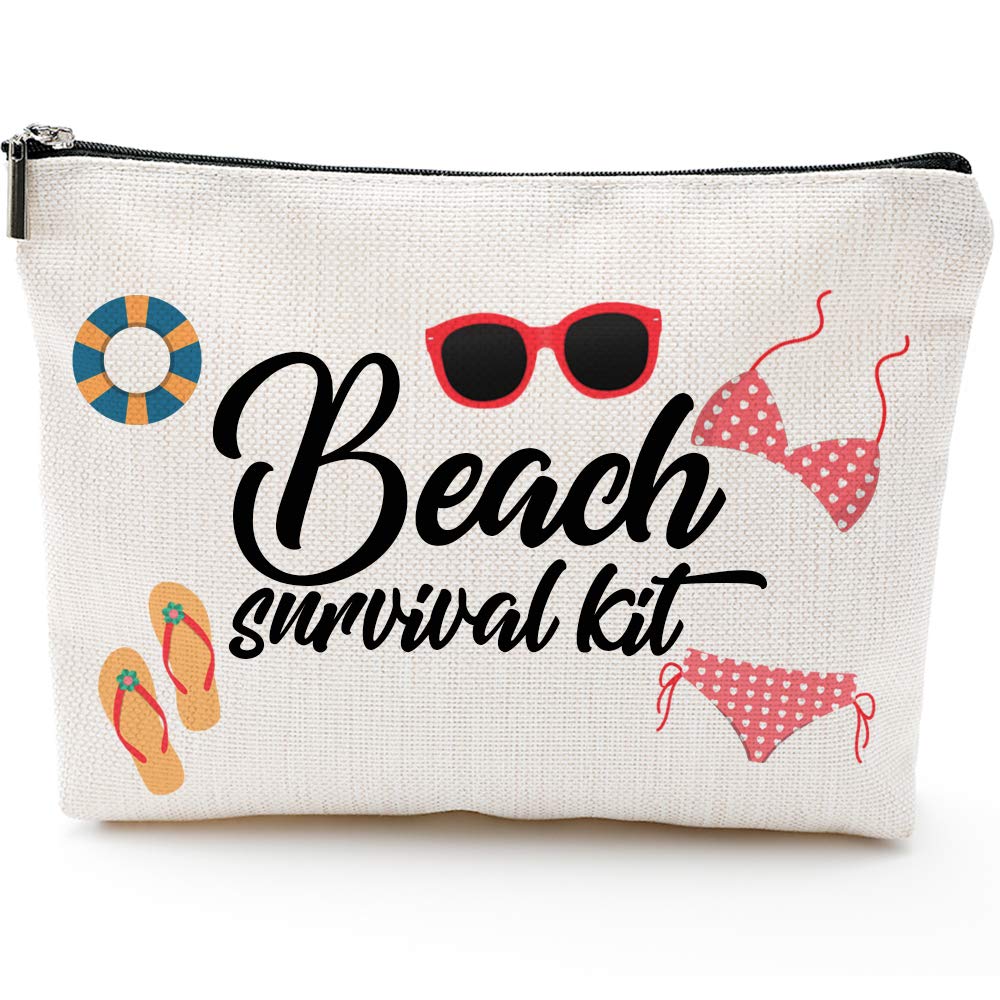 Waterproof Travel Makeup Bag for Women - Large Cosmetic Organizer with Roomy Storage, Beach Survival Kit & Toiletry Essentials - Perfect for Vacations, Gifts & Daily Use