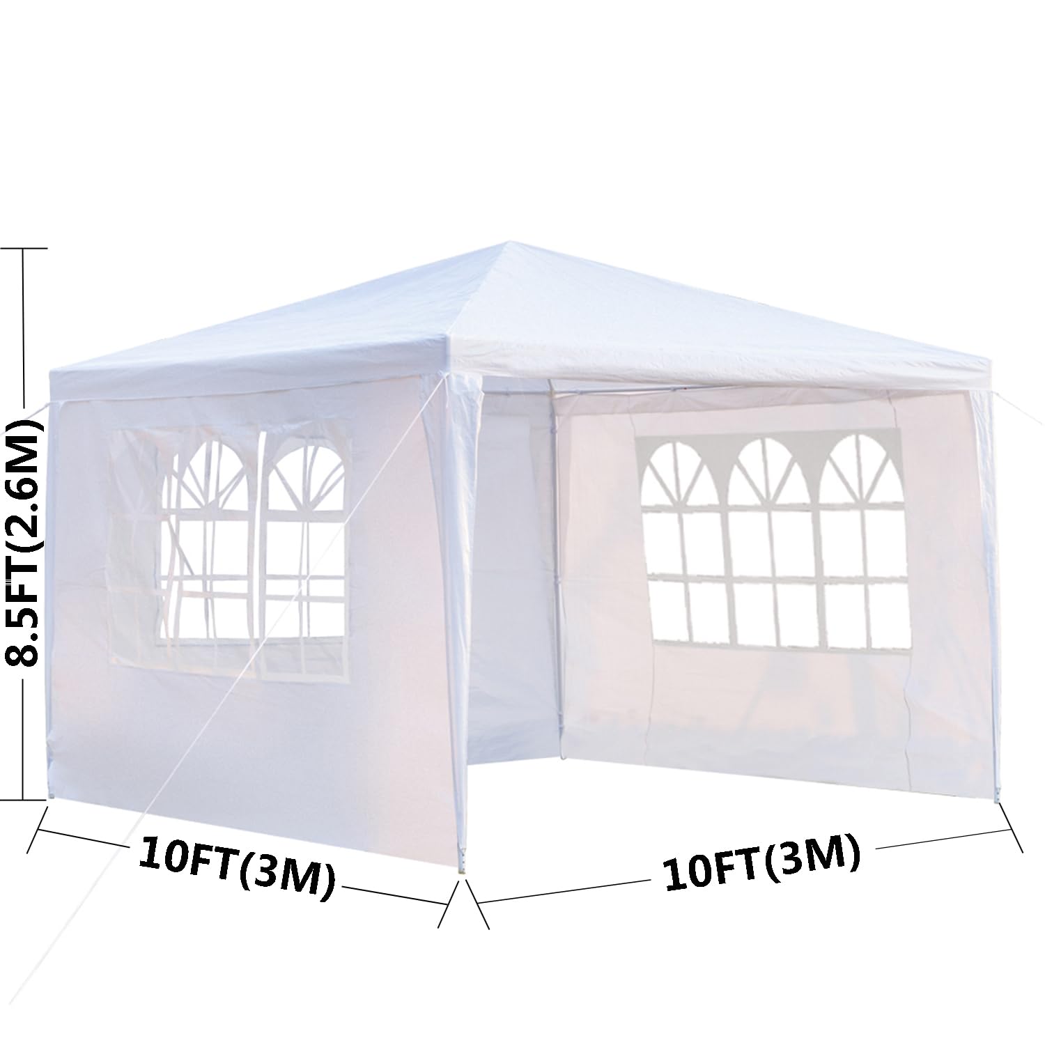 10'x10' Waterproof Outdoor Gazebo Canopy Tent with Removable Side Walls & Spiral Tubes - Perfect for Weddings, Parties, Camping, Market Stalls & Commercial Events