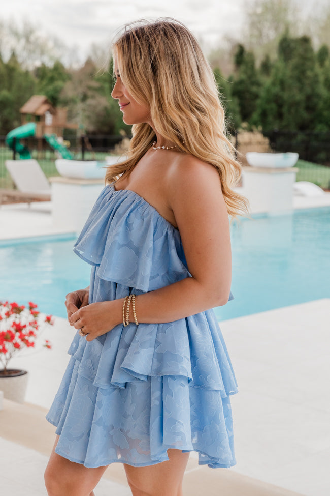 You're My Sunny Day Blue Lace Strapless Dress - Women's Summer Party Cocktail Dress for Beach Weddings & Date Nights | Final Sale