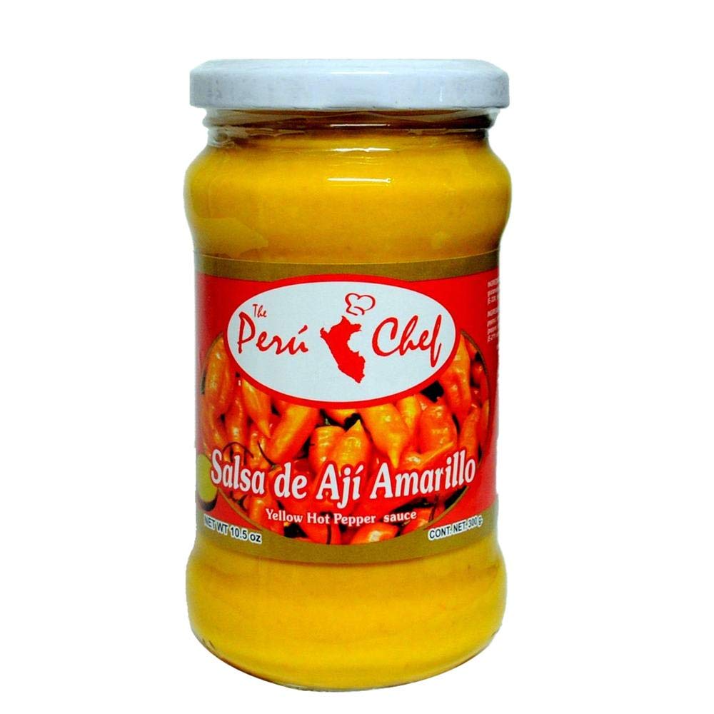 PeruChef Aji Amarillo Yellow Hot Pepper Sauce - 10.5 oz Bottle | Authentic Peruvian Spicy Condiment for Tacos, Grilled Meats & Seafood