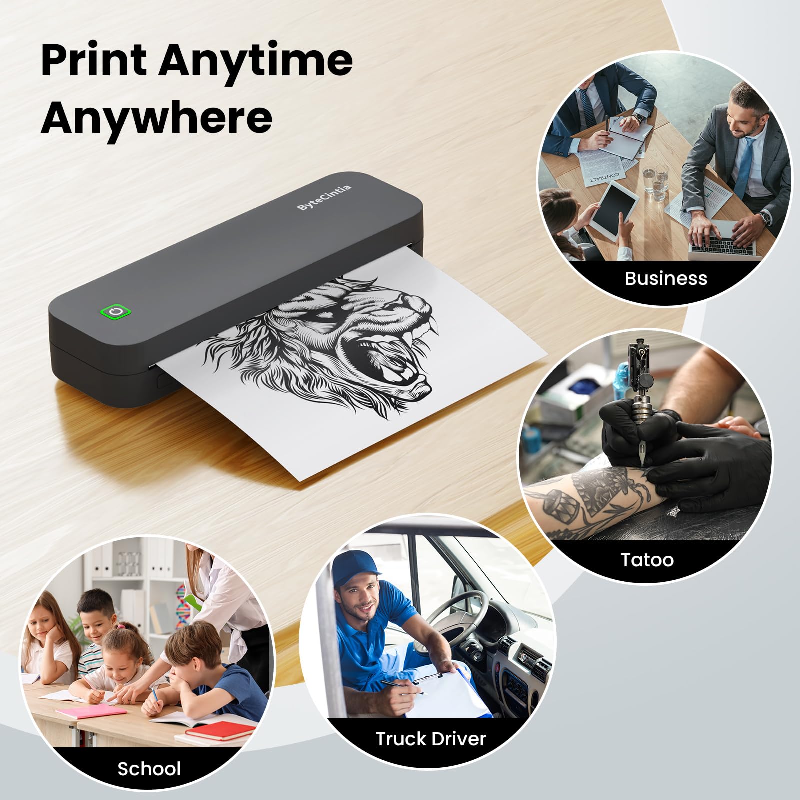 Portable Bluetooth Thermal Printer for Travel - 8.5 x 11 Inch US Letter Size, Wireless Mobile Printer Compatible with Android, iOS & Laptop - Perfect for Office Work, School Projects, Road Trips & On-the-Go Printing Needs