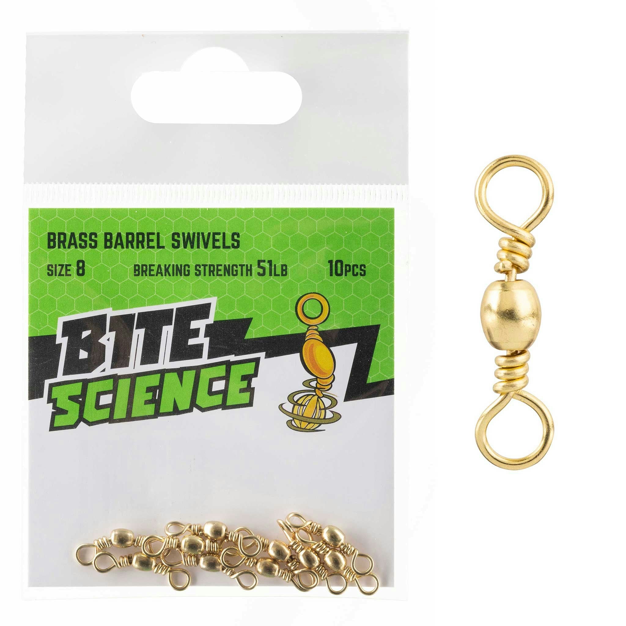Bite Science Swivels Brass Barrel - High-Quality Fishing Swivel for Saltwater & Freshwater - Perfect for Anglers, Trolling & Fly Fishing Accessories