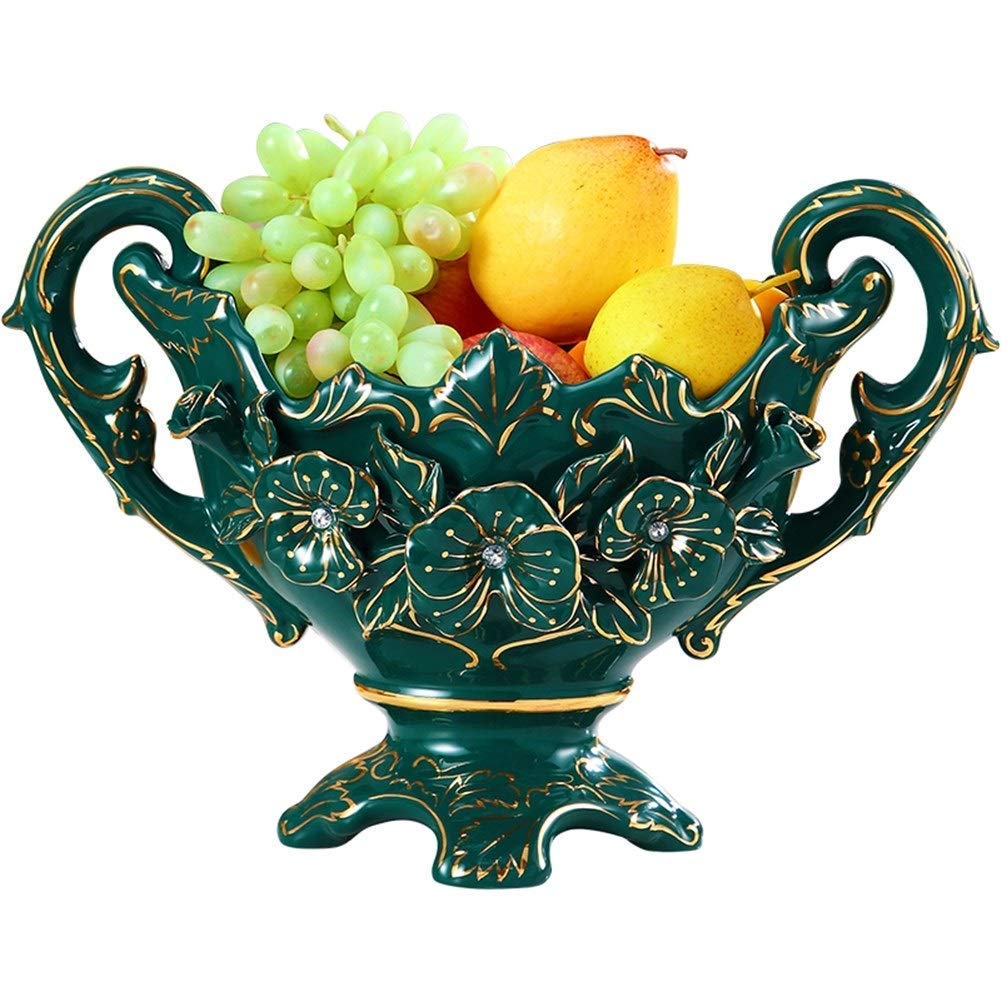 LLSS Basket European Style Ceramic Fruit Plate - Elegant Home Decor for Living Room, Tea Table, and Kitchen | Perfect for Serving Fruits, Snacks, and Display