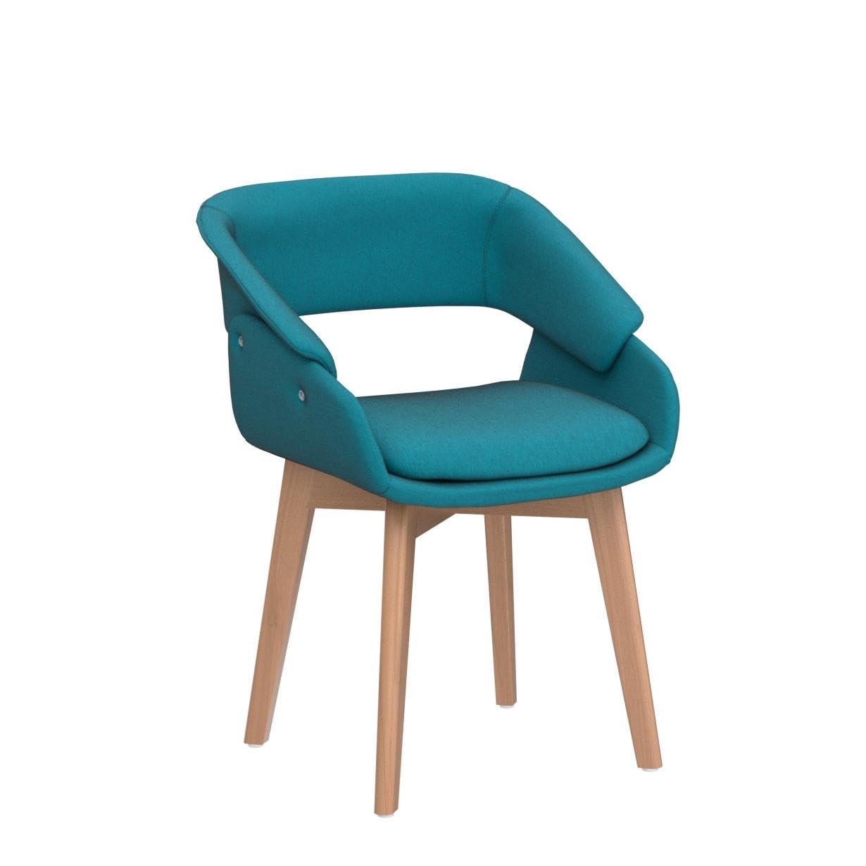 Mid-Century Modern Dining Chairs Set of 2 - Upholstered Accent Armchairs with Solid Wood Legs & Linen Fabric for Living Room, Dining Room, Guest Seating (Teal Blue with Cushions Included) - Perfect for Home Decor, Dinner Parties, and Cozy Reading Nooks