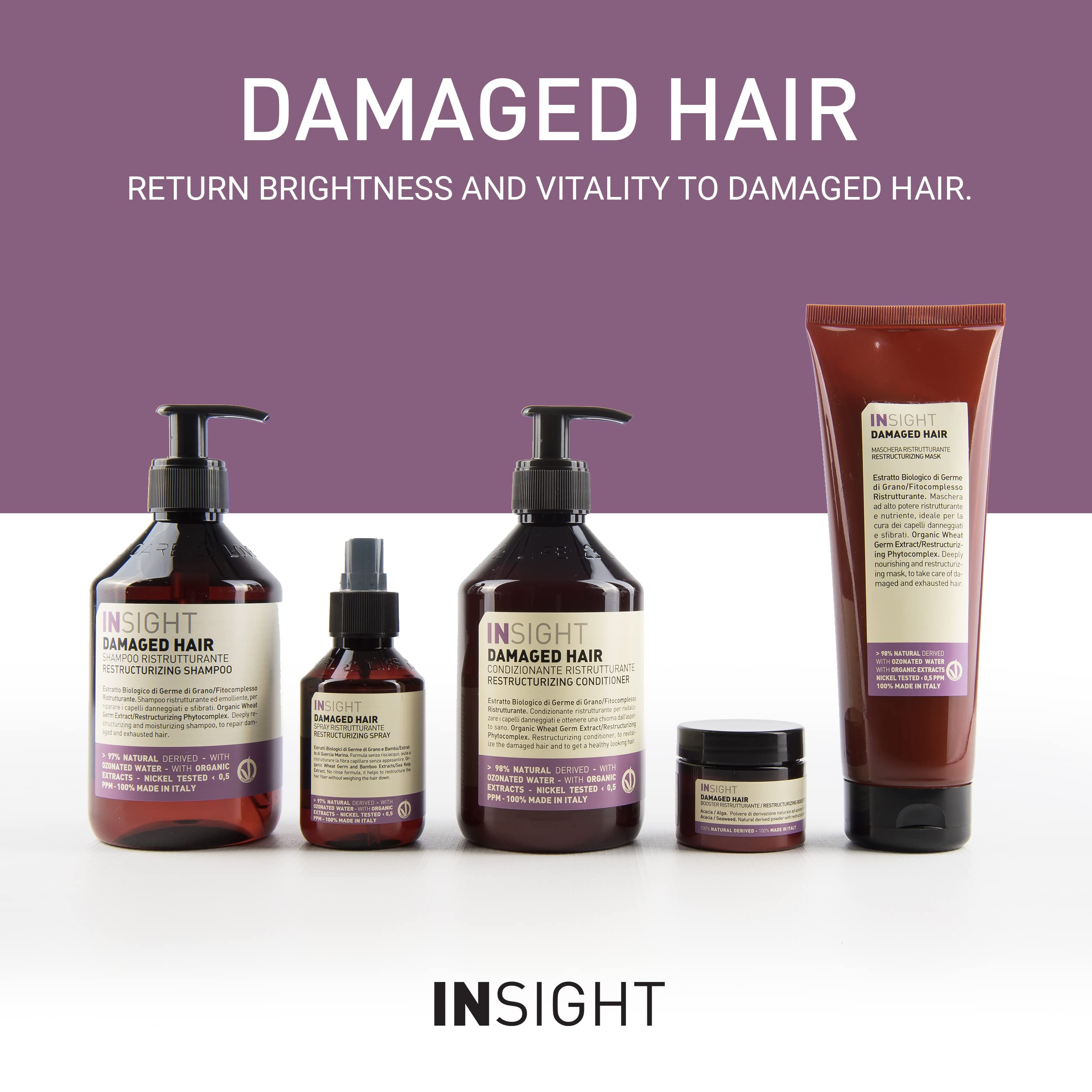 Insight Clean Beauty Restructuring Hair Mask for Damaged Hair - Organic Wheat Germ Extract, Vegan, 250ml | Deep Conditioning Treatment for Dry, Frizzy & Color-Treated Hair at Home or Salon
