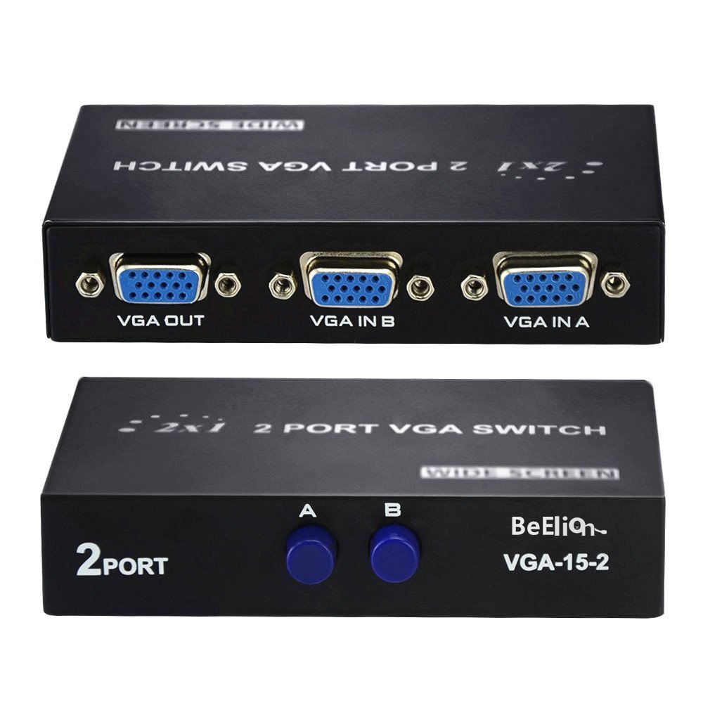 2-Port VGA Switch Box for PC TV Monitor - Dual Input, Single Output for Home Office