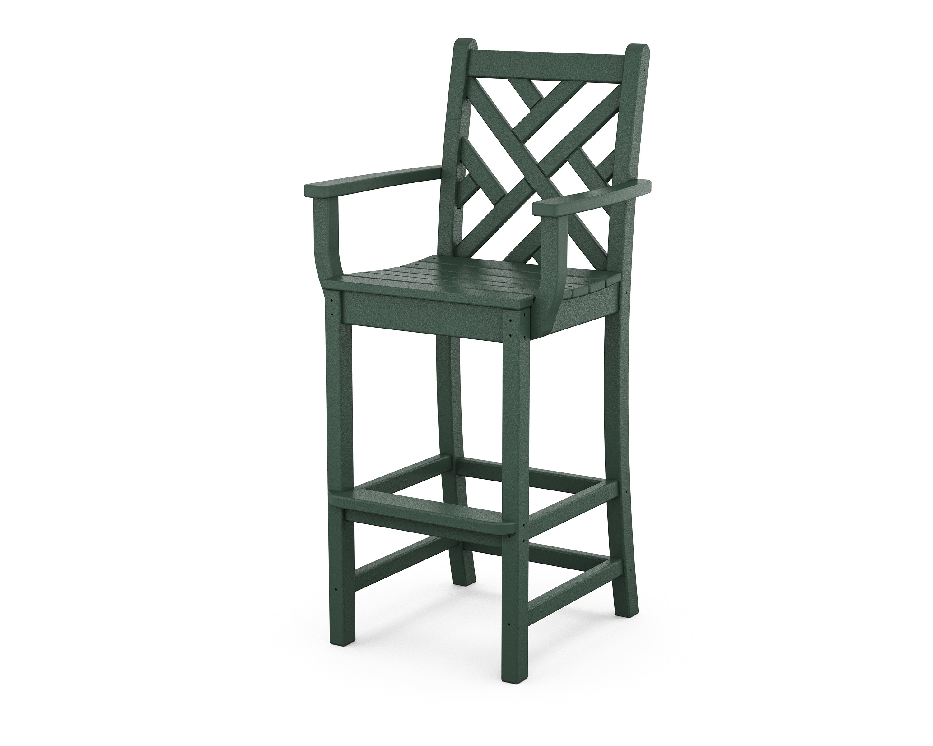 POLYWOOD Chippendale Bar Arm Chair - Outdoor & Indoor Durable Resin Wicker Dining Chair for Patio, Deck, Poolside, and Restaurant Use