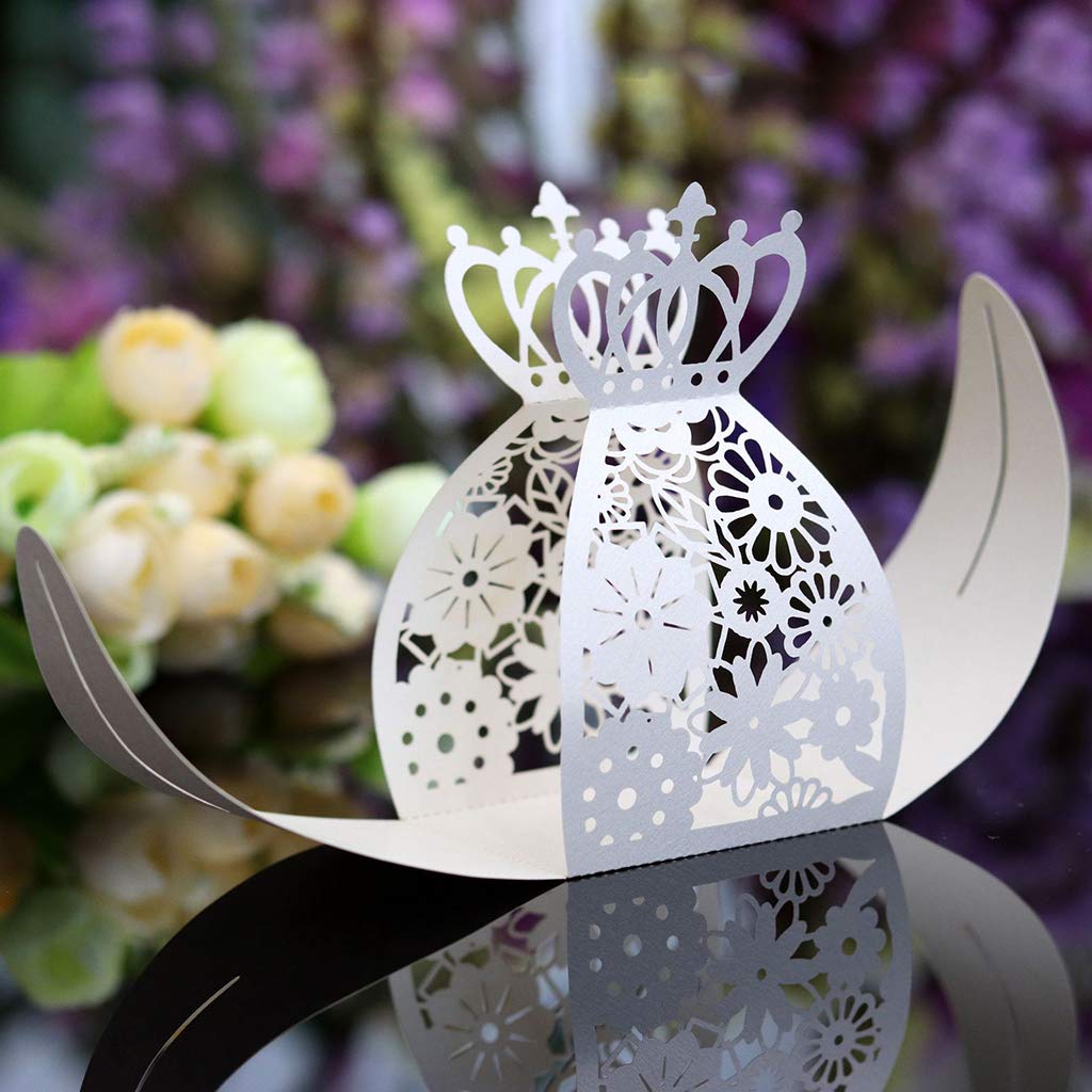 25pcs Love Heart Crown Laser Cut Hollow Chocolate Candy Boxes - Elegant Party Favors, Wedding Gifts & Birthday Treat Containers - Perfect for Valentine's Day, Baby Showers & Special Events