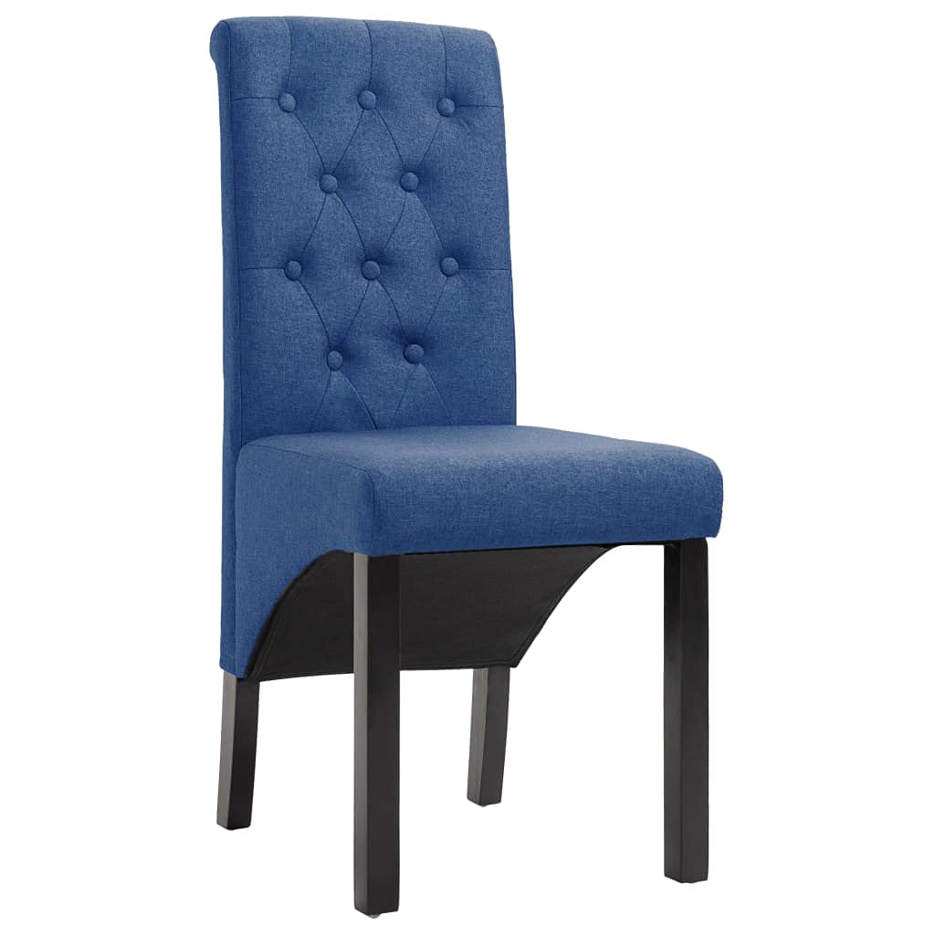 2 Pcs Upholstered Fabric Dining Chairs - Tufted High Back Parson Chairs with Wooden Legs & Button Details, Comfortable Kitchen Chairs for Dining Room, Living Room or Restaurant (Blue Fabric) - Perfect for Family Gatherings & Home Decor