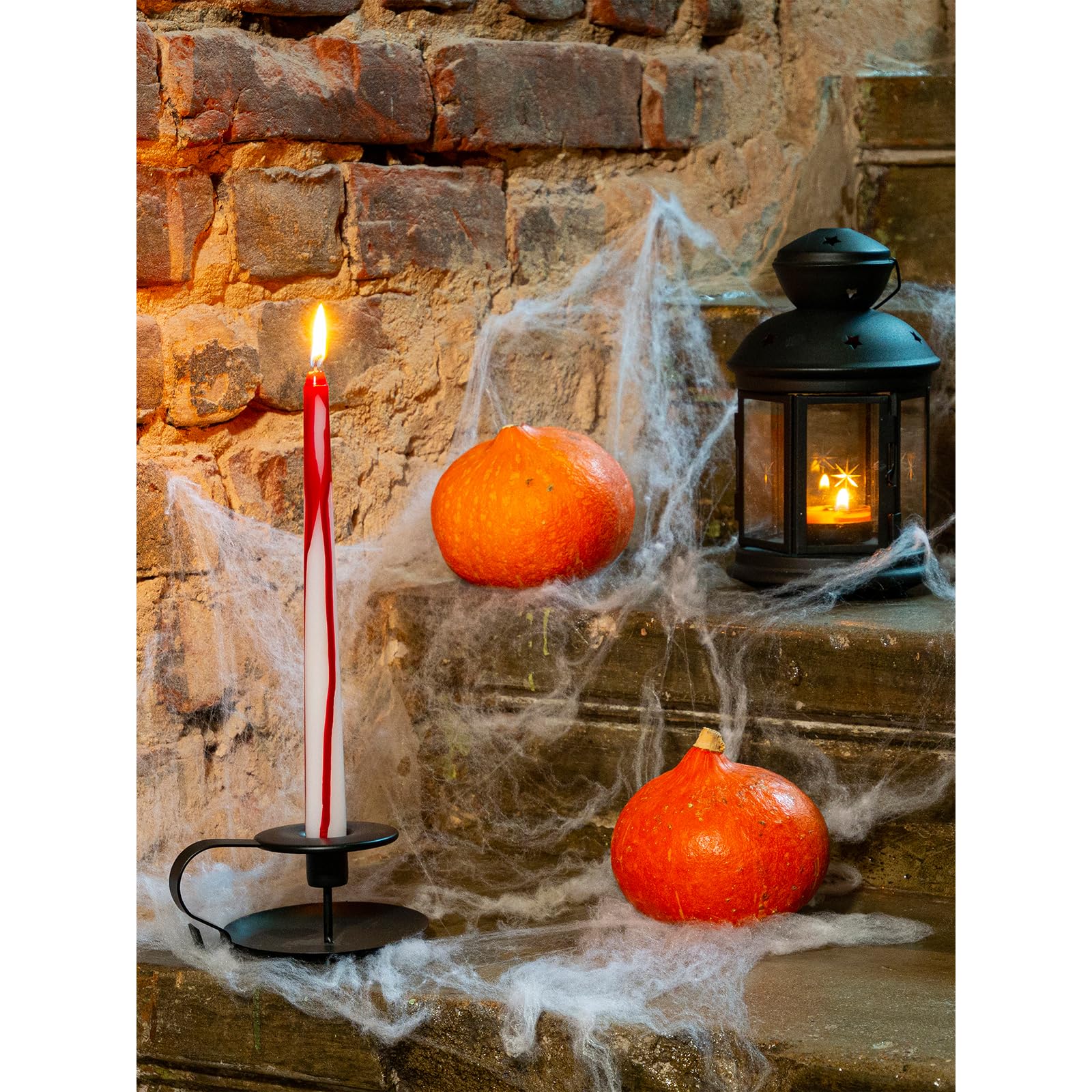 CANDWAX 12 Inch Unscented Taper Candles - Set of 12, 10-Hour Burn Time, No Drip Design - Perfect for Halloween Decor, Dinner Parties, Wedding Centerpieces & Holiday Celebrations - Blood Red & White Candles