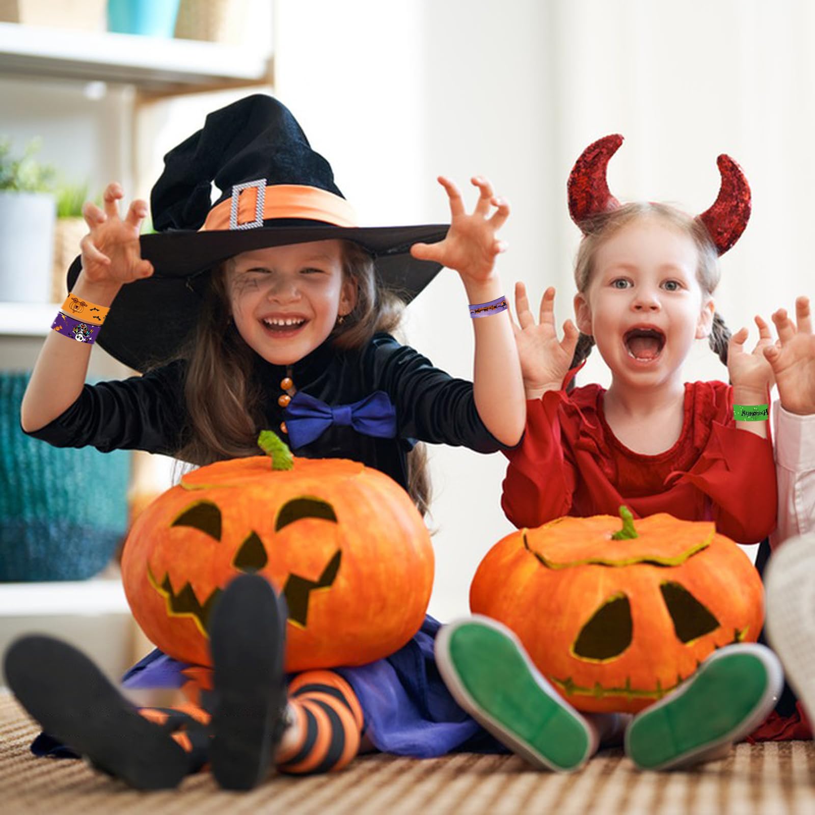 24-Pack Halloween Slap Bracelets - Fun Party Favors for Kids, Boys & Girls - Bulk Halloween Toys for Trick or Treat Bags, Classroom Prizes & Costume Accessories (Great for Halloween Parties, School Events & Goodie Bags)