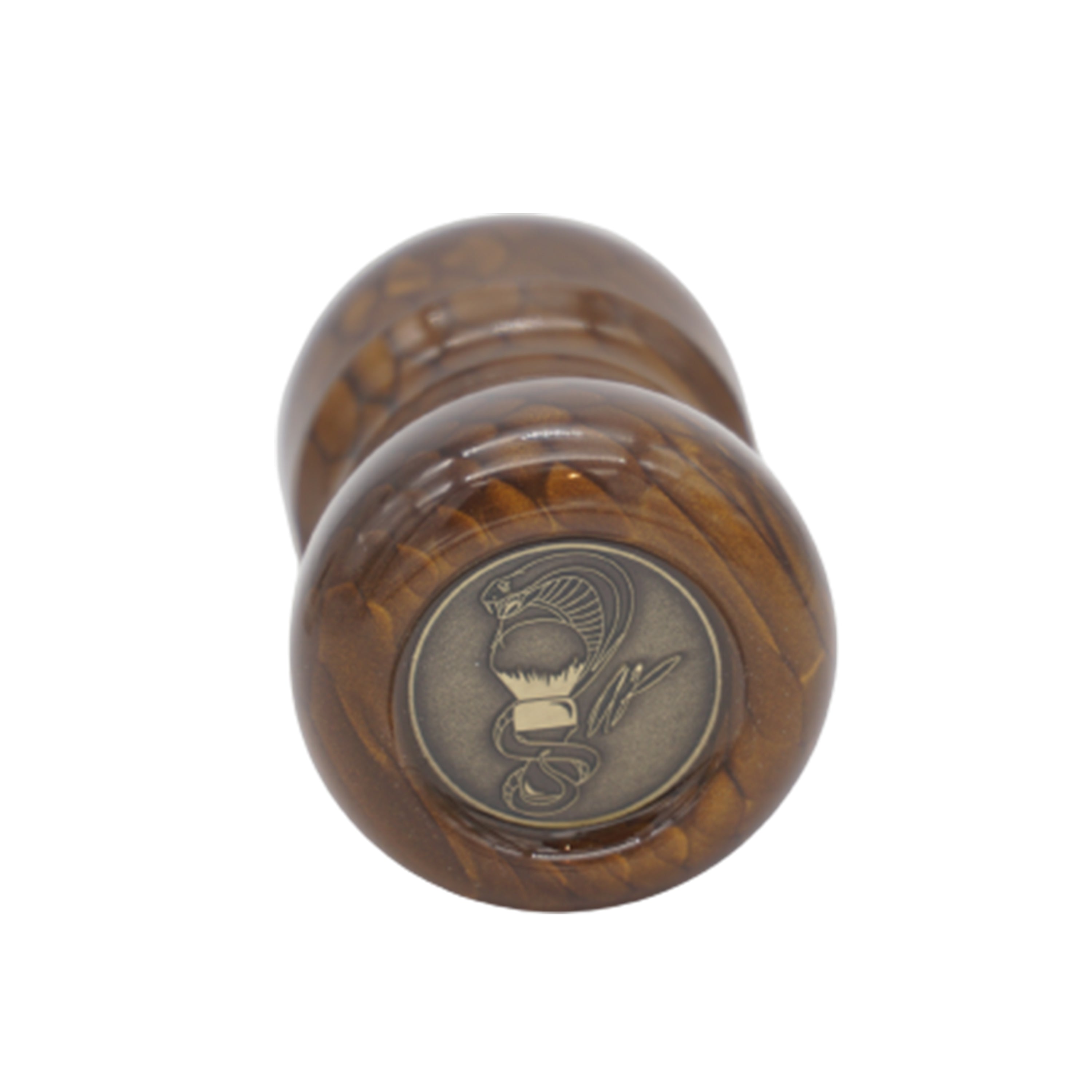 Premium Handcrafted Burnt Gold Snakeskin Shaving Brush Handle - Fits 24mm & 26mm Knots - Perfect for Wet Shaving & Grooming Gifts