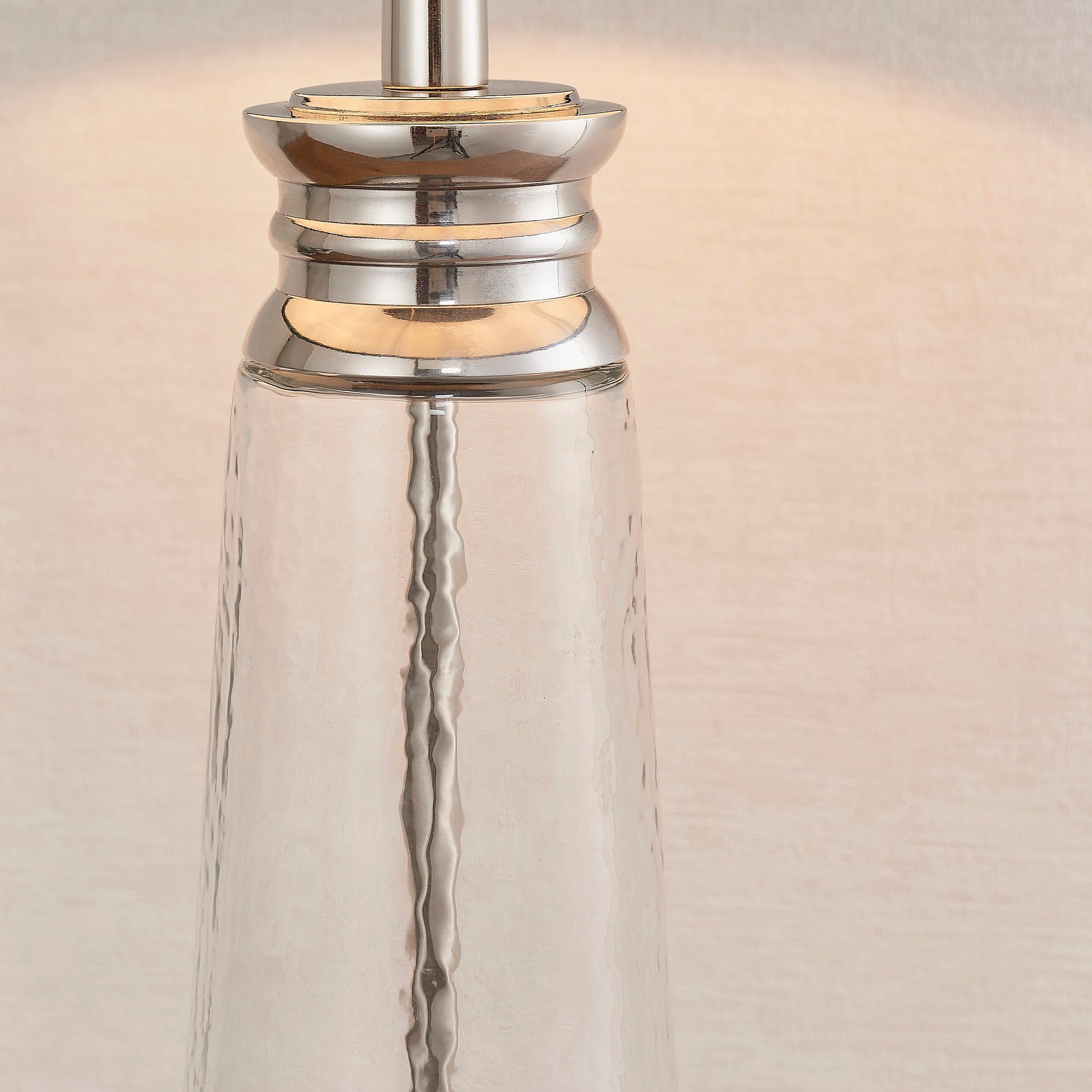 Endon Winslet 1-Light Hammered Glass Table Lamp with Teal Shade - Modern Bedside Lighting for Bedroom, Living Room & Office Decor