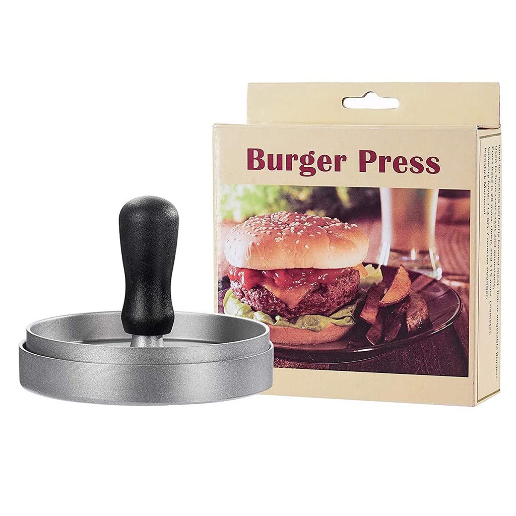 2 Pack Hamburger Press - Aluminum Patty Maker Mold with Non-Stick Surface & Detachable Handle | Includes 80 Wax Papers | Perfect for BBQ Grill, Backyard Cookouts, and Restaurant Burger Making