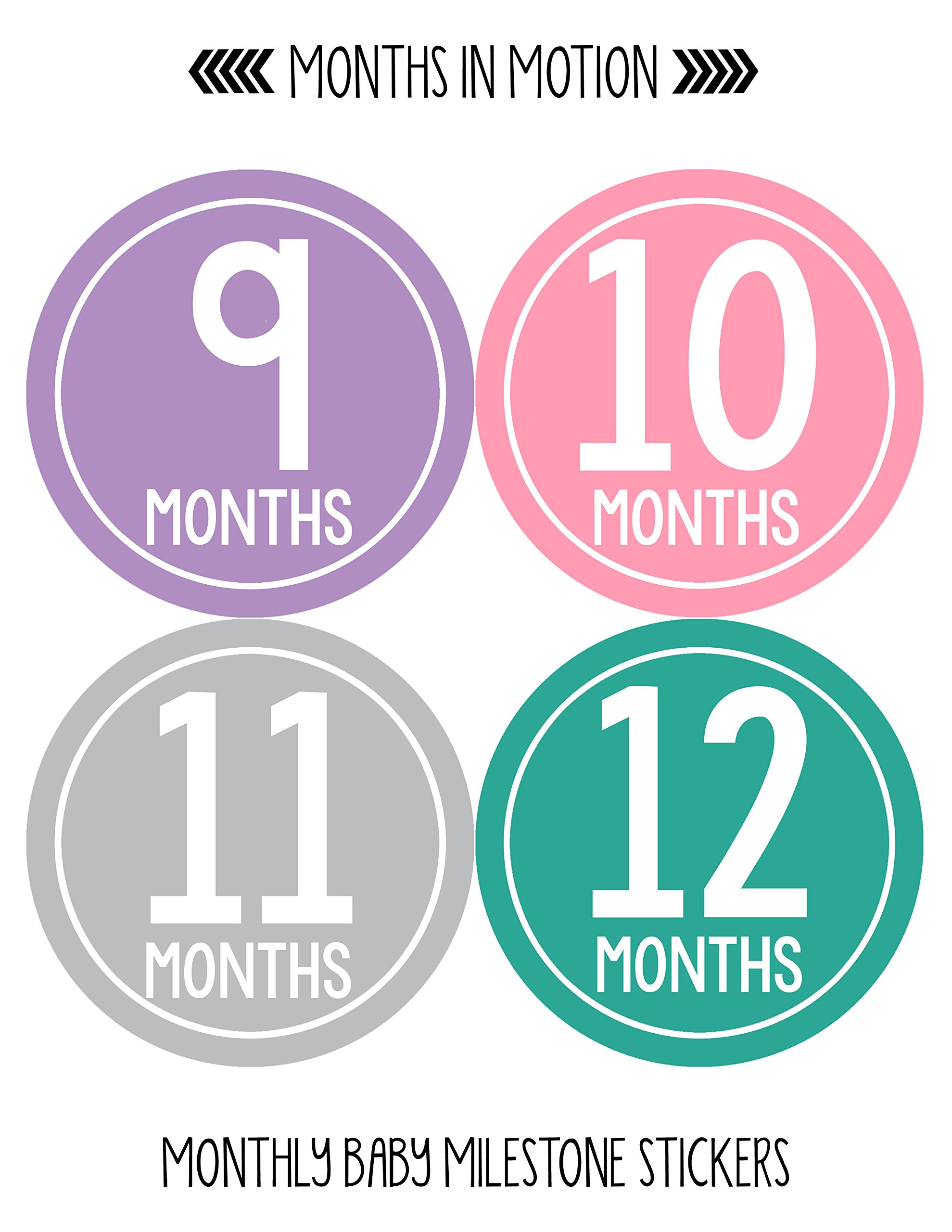 Baby Monthly Milestone Stickers for Newborn Girls - Adhesive Belly Stickers for Tracking Growth & Development - Perfect for Baby Photo Shoots, Scrapbooking, and Memory Keepsakes