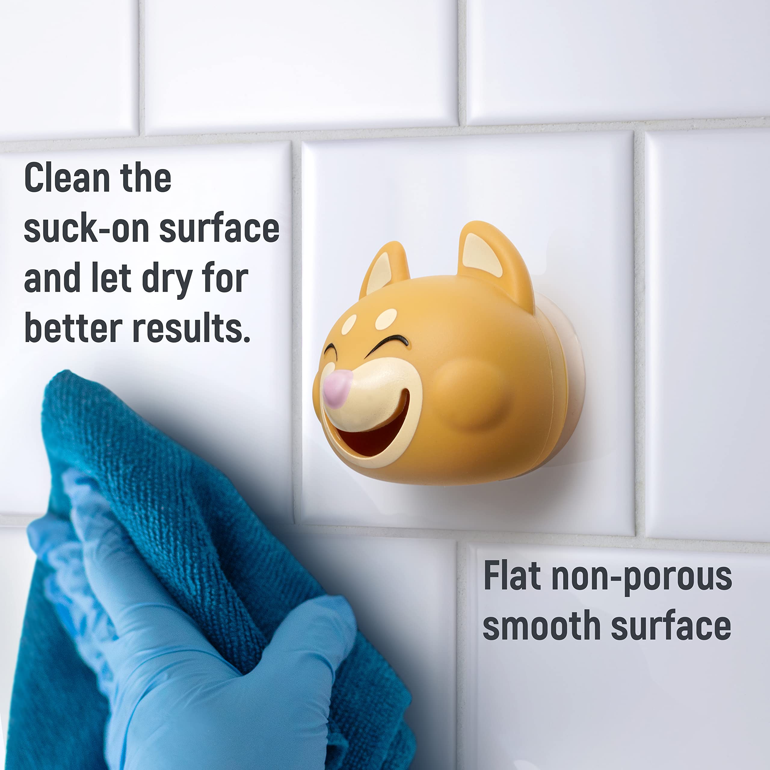 Hoobbe Kids Toothbrush Holder - Shiba Inu Design for Bathroom Mirror/Wall Mount