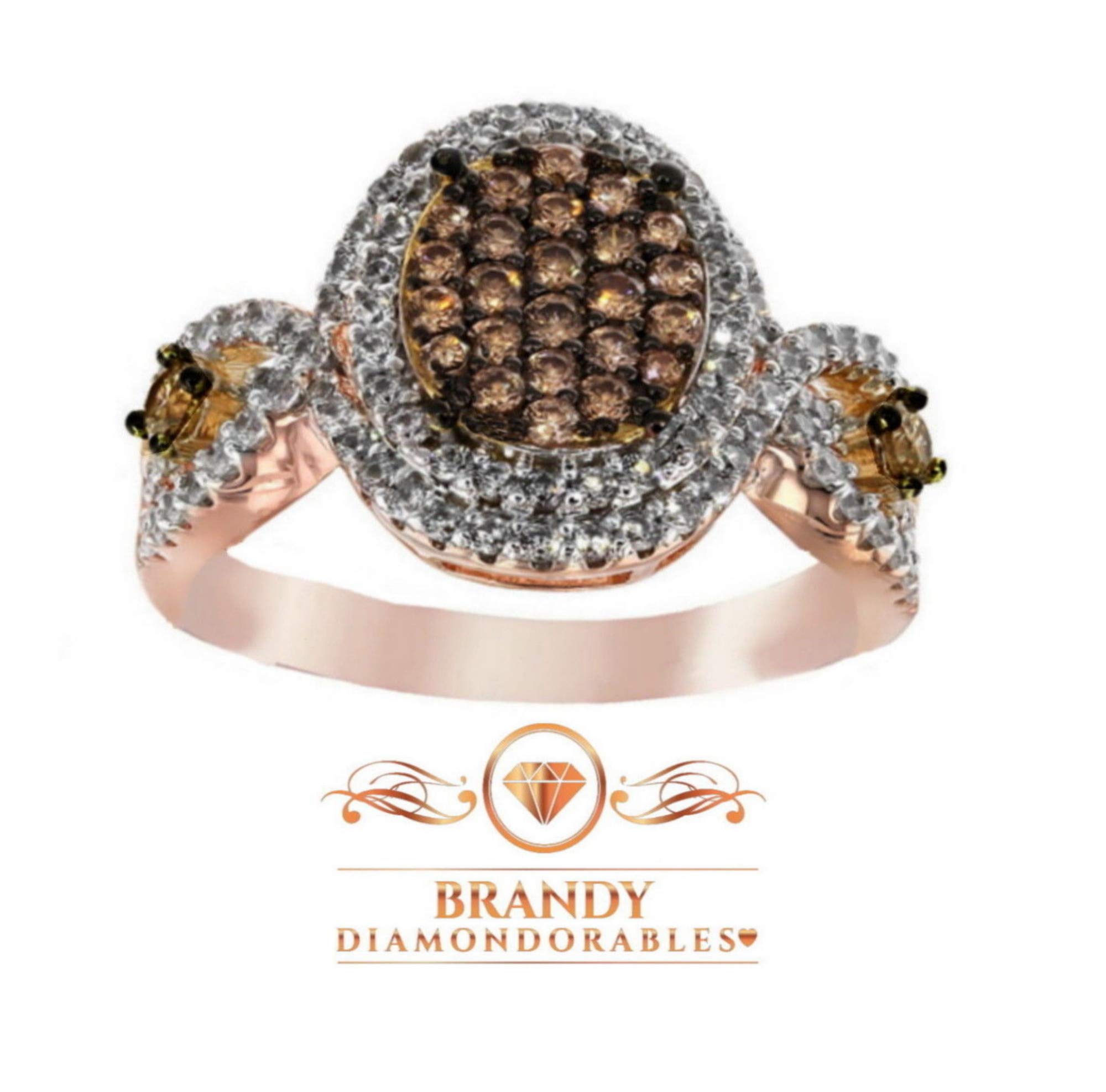 18k Rose Gold Silver Chocolate Brown Diamond Ring - 2.15 Carat TW Elegant Jewelry for Women, Perfect for Anniversary Gifts & Special Occasions