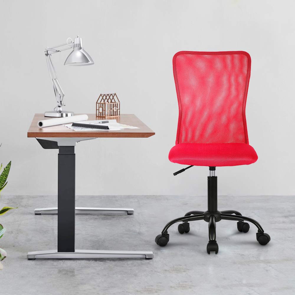 Ergonomic Mesh Office Chair with Adjustable Height & Lumbar Support - Modern Mid Back Computer Desk Chair for Women & Men - Perfect for Home Office, Gaming & Workspaces (Red)