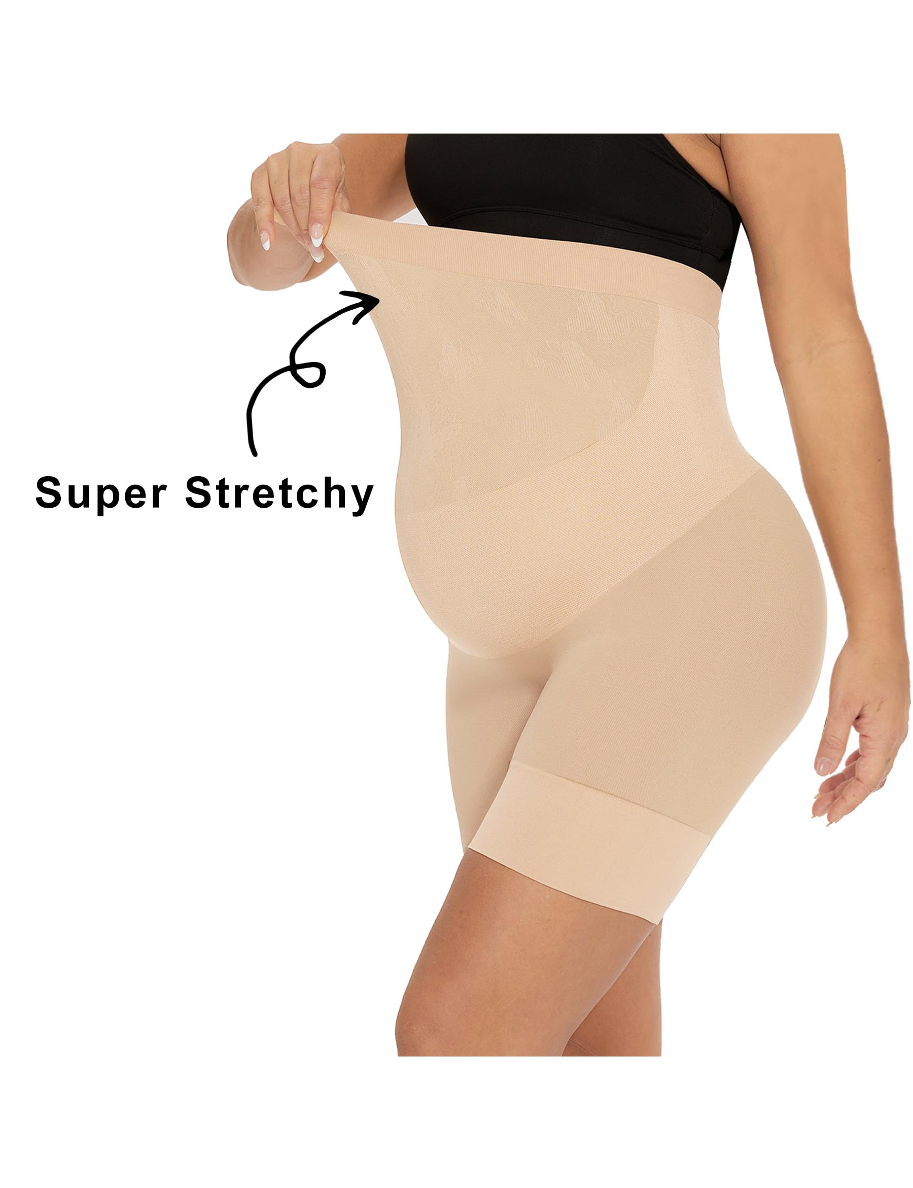 Narcissus Bump Proud Seamless Maternity Shapewear - Mid-Thigh Pregnancy Underwear for Comfort & Support | Perfect for Baby Showers, Maternity Photos & Everyday Wear