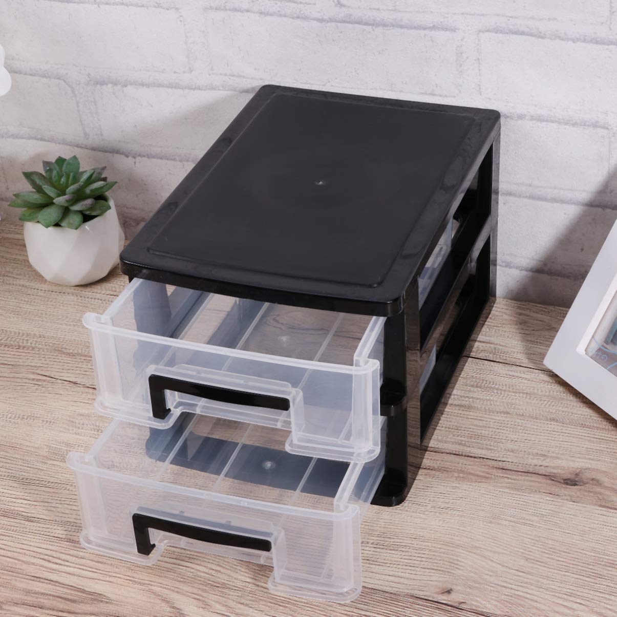 DOITOOL 2-Tier Plastic Drawer Closet Organizer - Home Office Storage Solution for Makeup, Jewelry & Cosmetics | Perfect for Bathroom, Dorm, Desk, Countertop & Office Organization