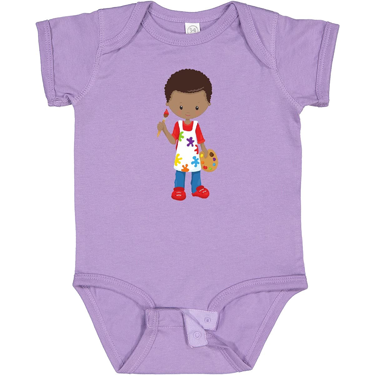 Inktastic African American Boy Painter Artist Brush Baby Bodysuit - Cute Unisex Infant Onesie for Art Lovers & Creative Families