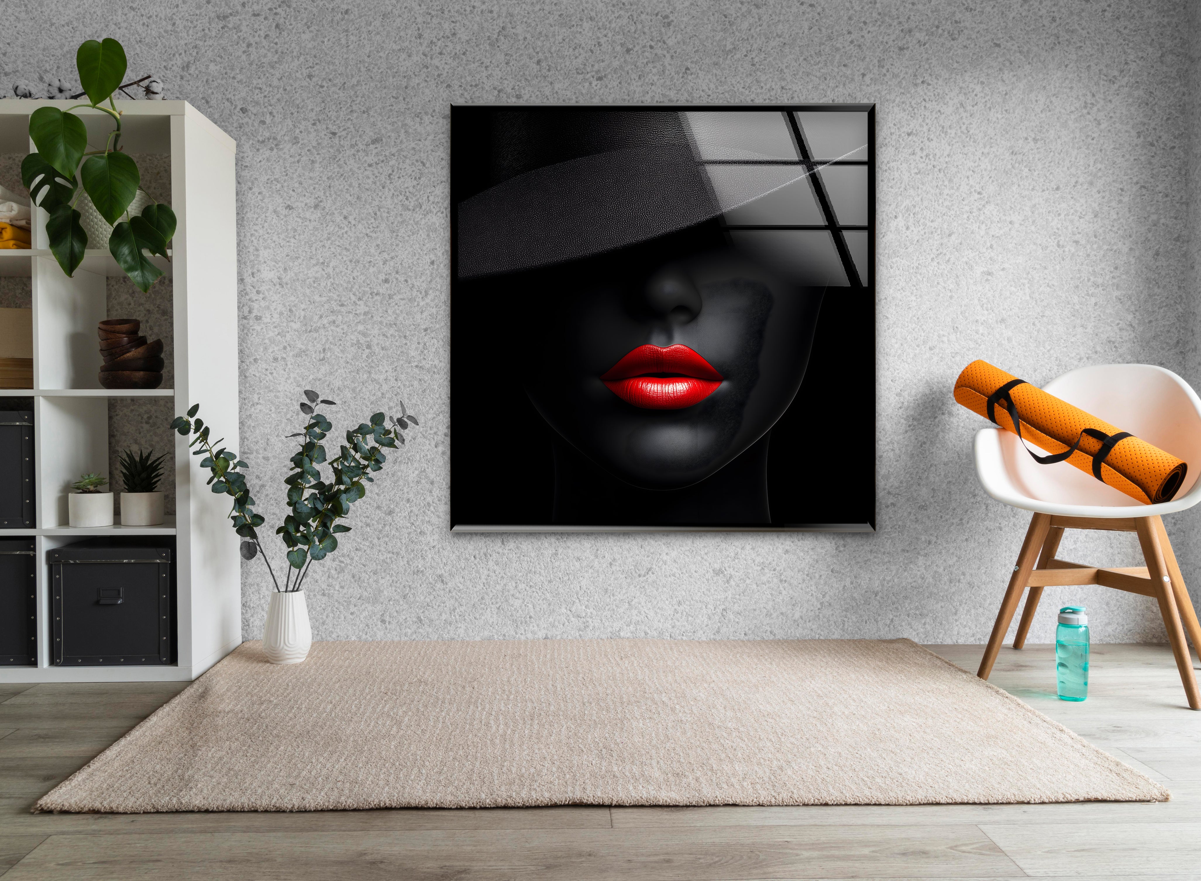 Stunning Black and White Portrait of a Beautiful Woman - Elegant Glass Wall Art Decor for Living Room, Bedroom & Office