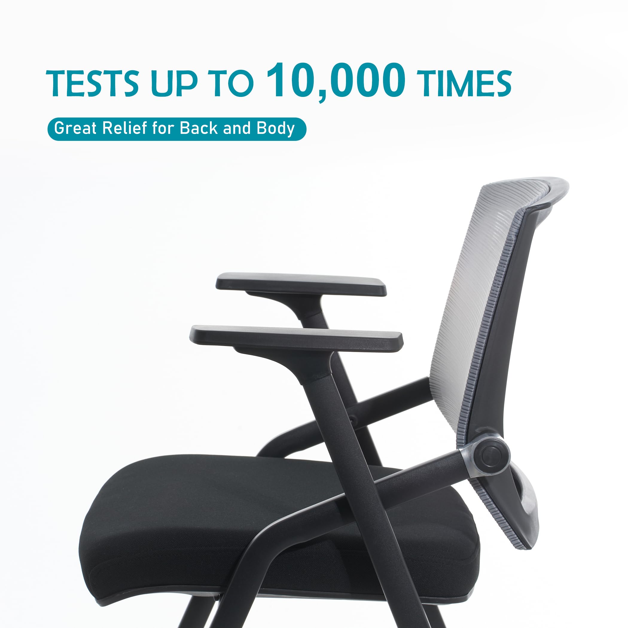 Ergonomic Folding Office Chairs with Lumbar Support & Swivel Casters - Stackable Conference Room Chairs for Guest & Reception Areas (Set of 4) - Perfect for Home Offices, Meeting Rooms, and Waiting Areas
