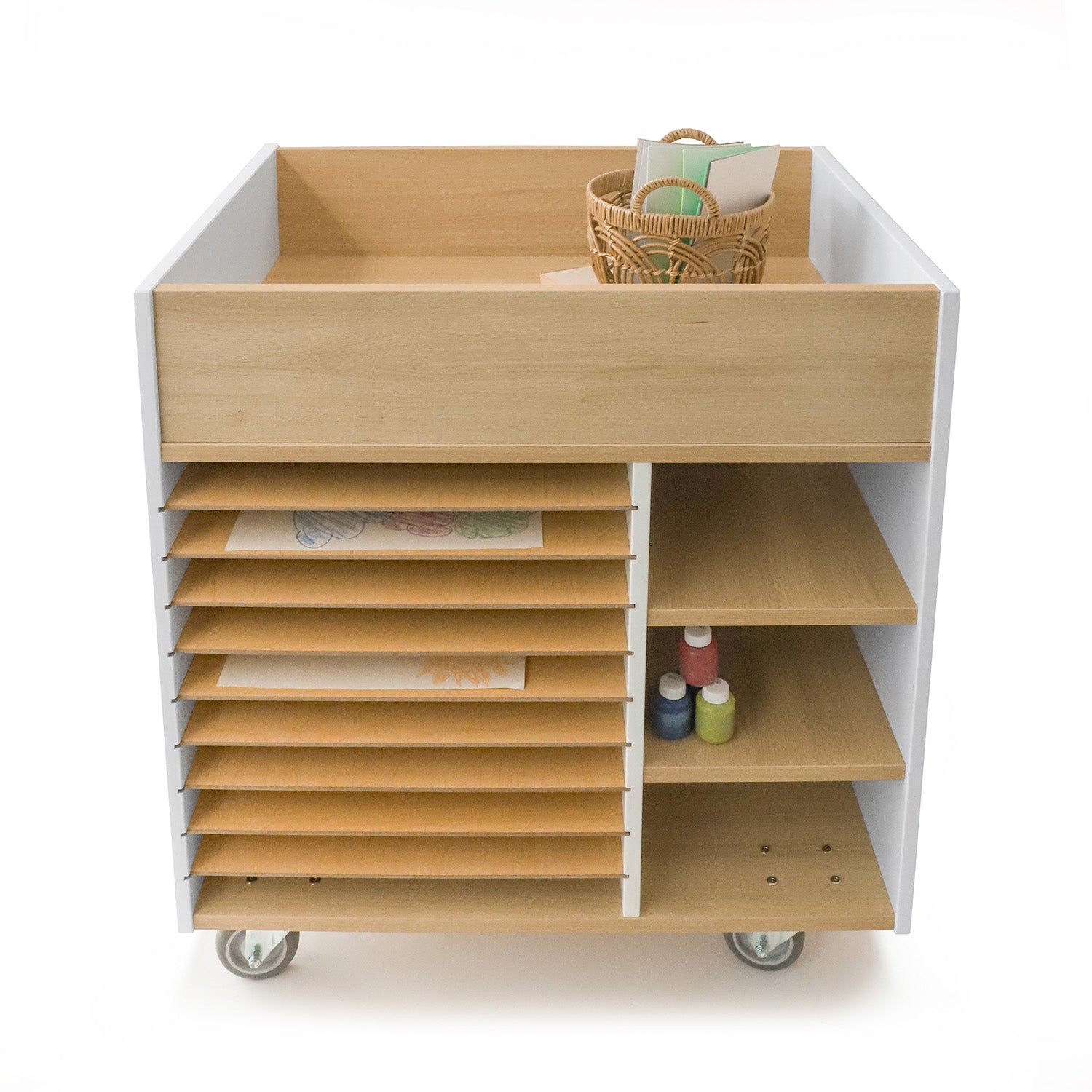 Elevated™ Mobile Art Supply Cart WB1915 - Rolling Storage Organizer for Paint Brushes, Markers & Art Tools - Perfect for Artists, Classrooms & Studios